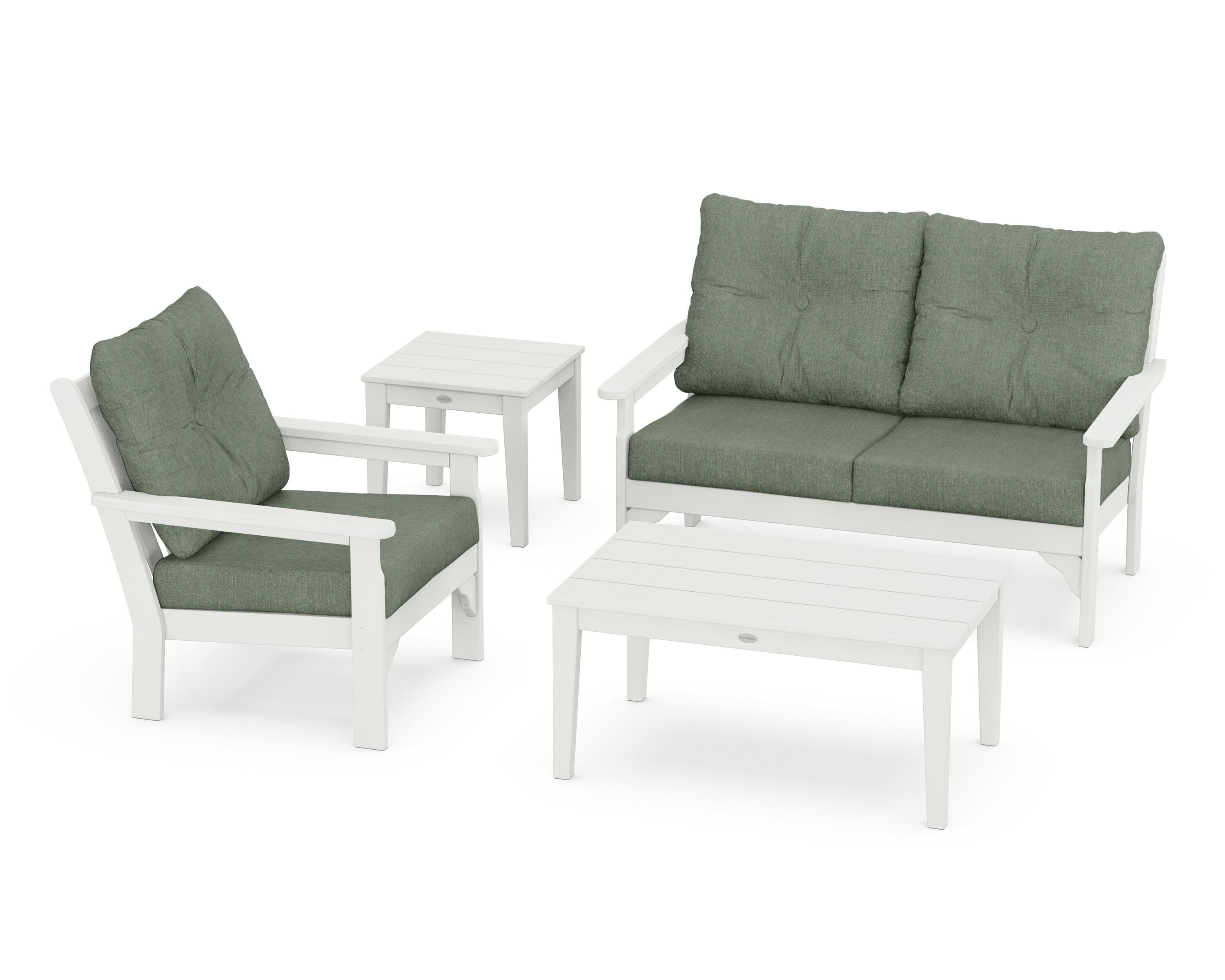 Vineyard 4-Piece Deep Seating Set in Vintage White / Cast Sage