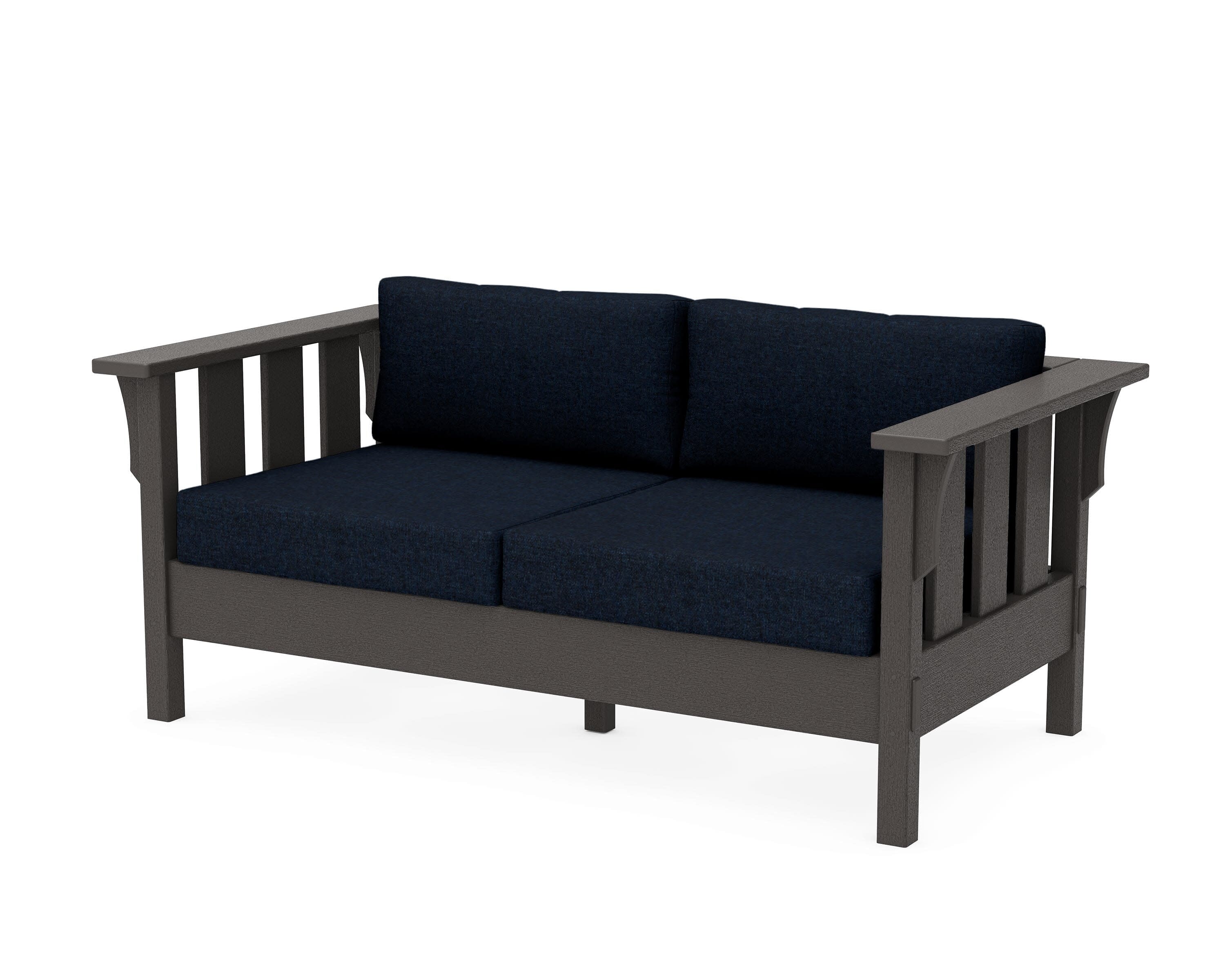 Acadia Deep Seating Loveseat in Vintage Coffee / Marine Indigo