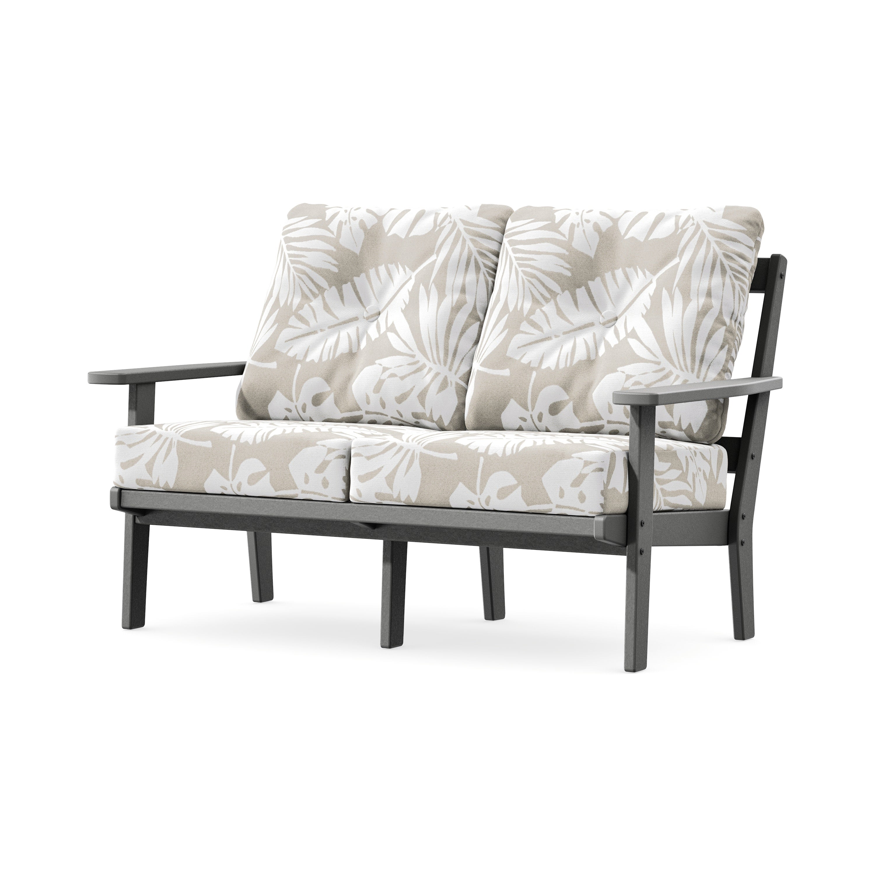 Prairie Deep SeatingLoveseat in Slate Grey / Leaf Dune Burlap