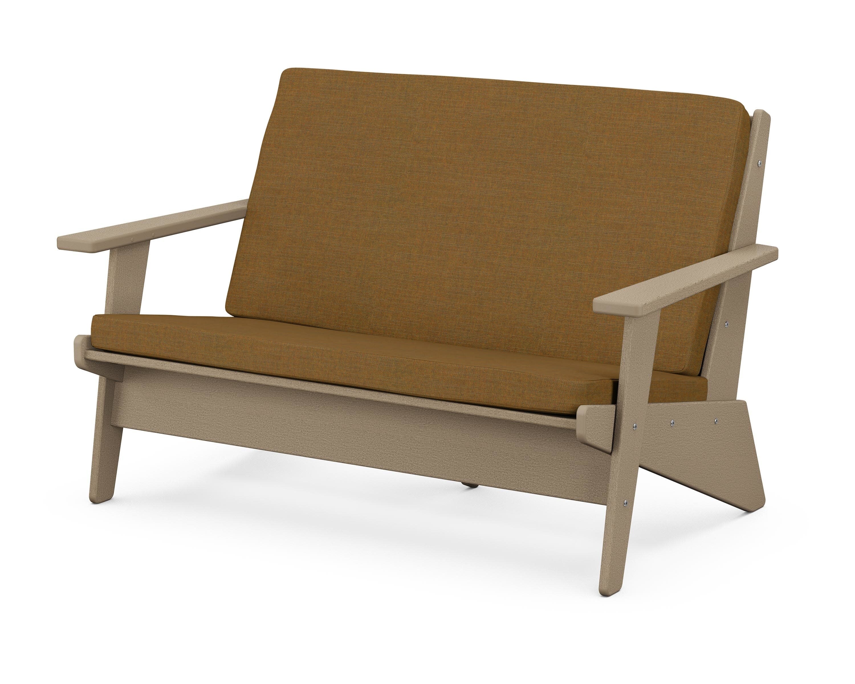 Riviera Modern Lounge Loveseat in Vintage Sahara / Exhale Teak