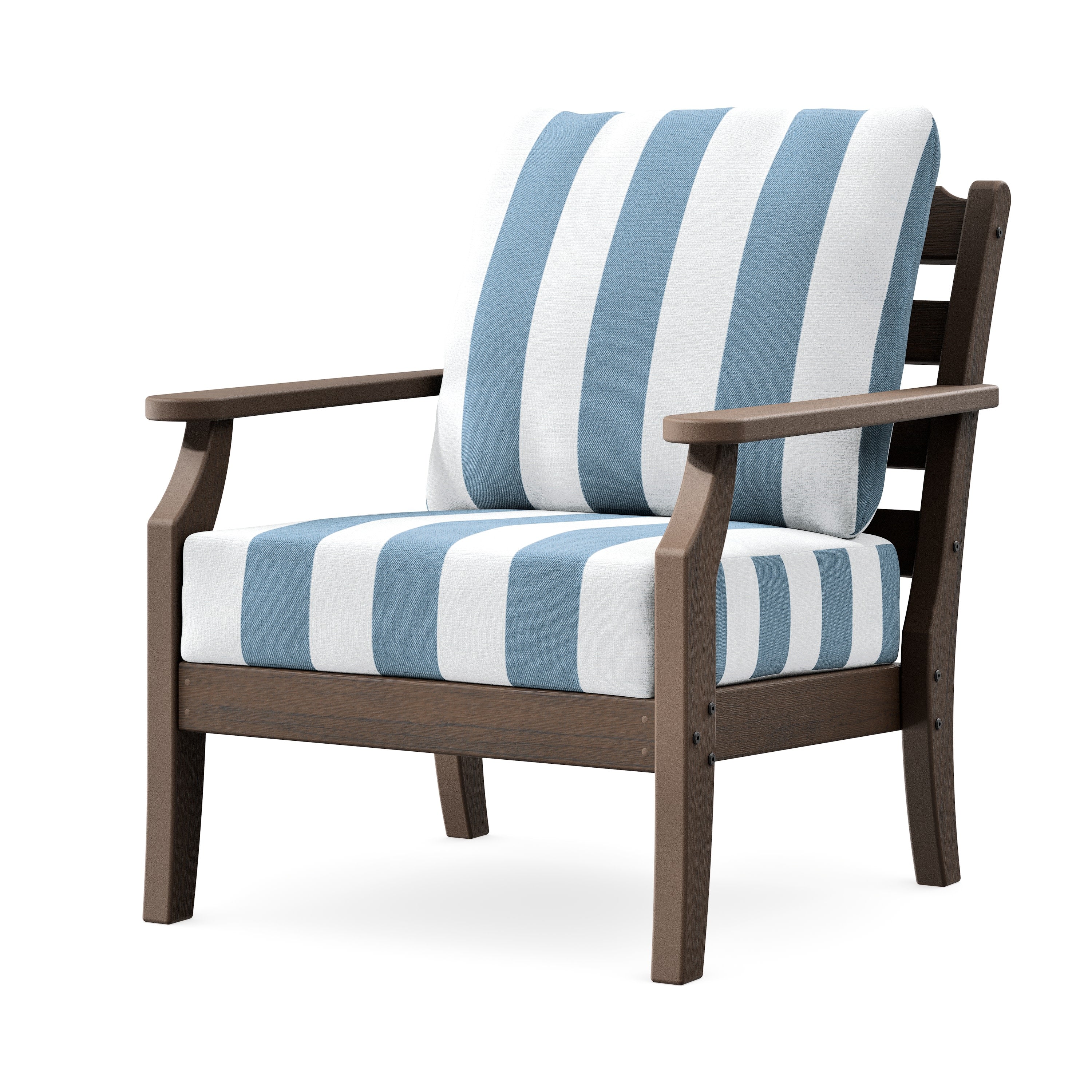 Savannah Deep Seating Chair in Kona / Cabana Stripe Sky Blue