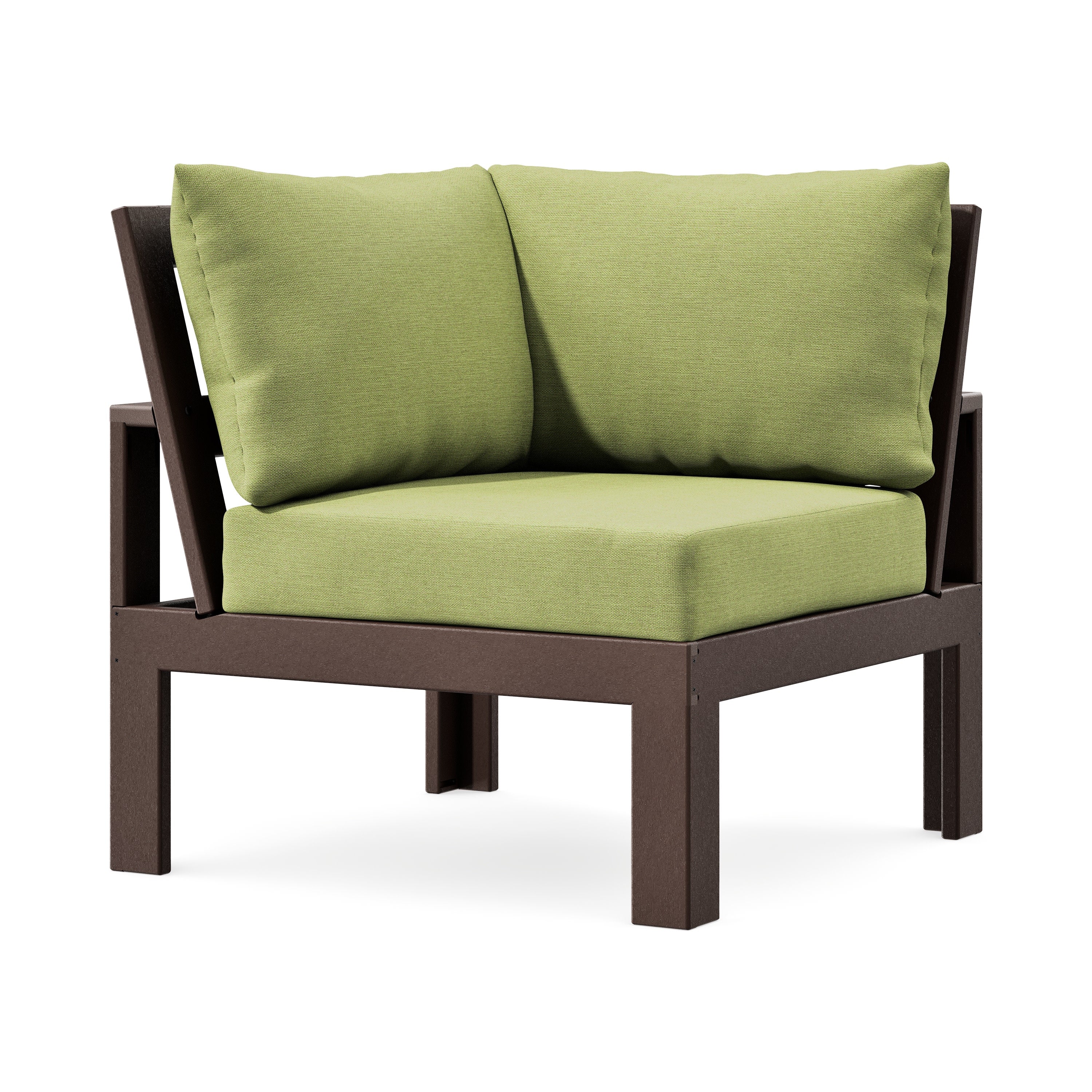 Modular Corner Chair in Mahogany / Chartreuse Boucle
