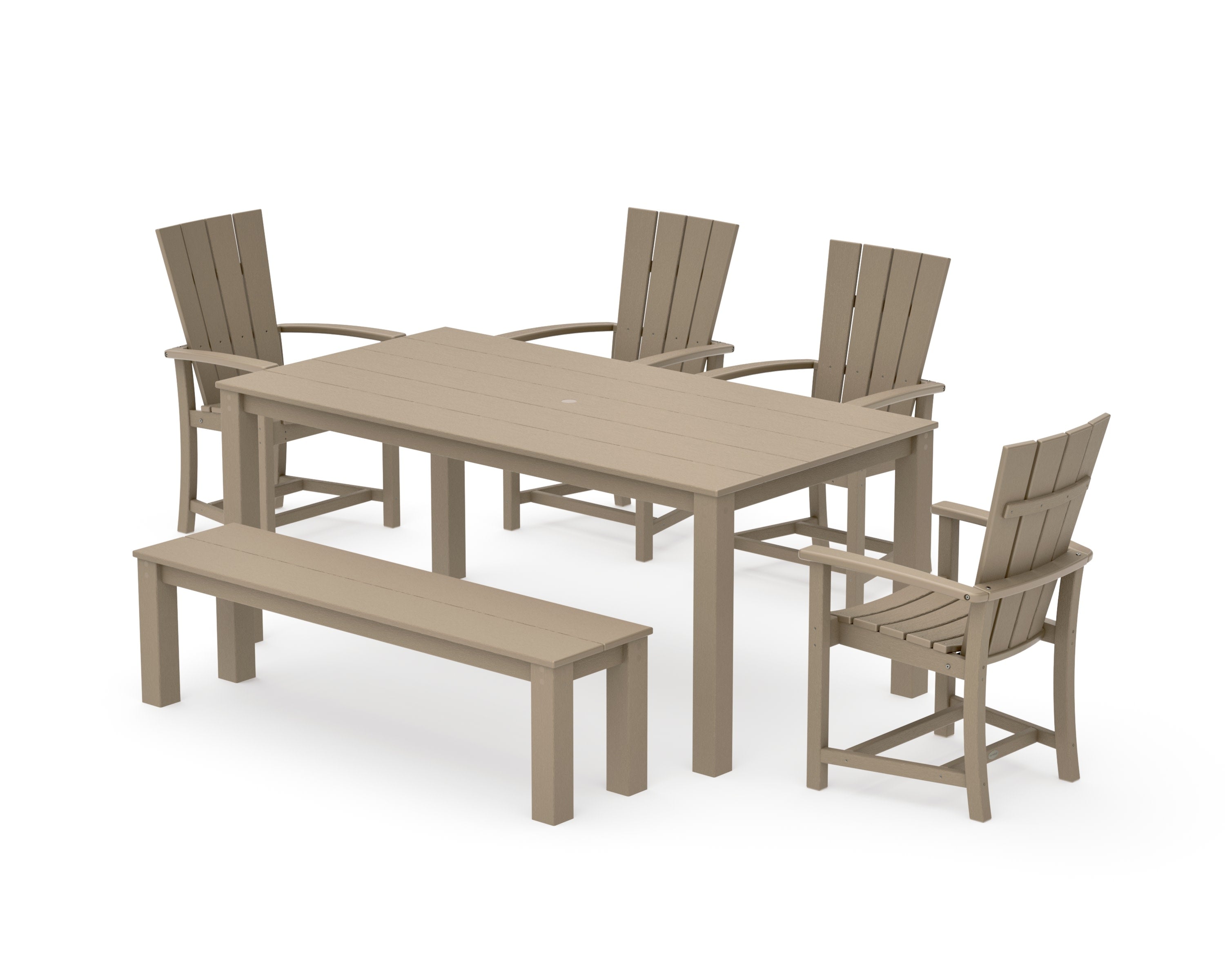 Quattro 6-Piece Parsons Dining Set with Bench in Vintage Sahara