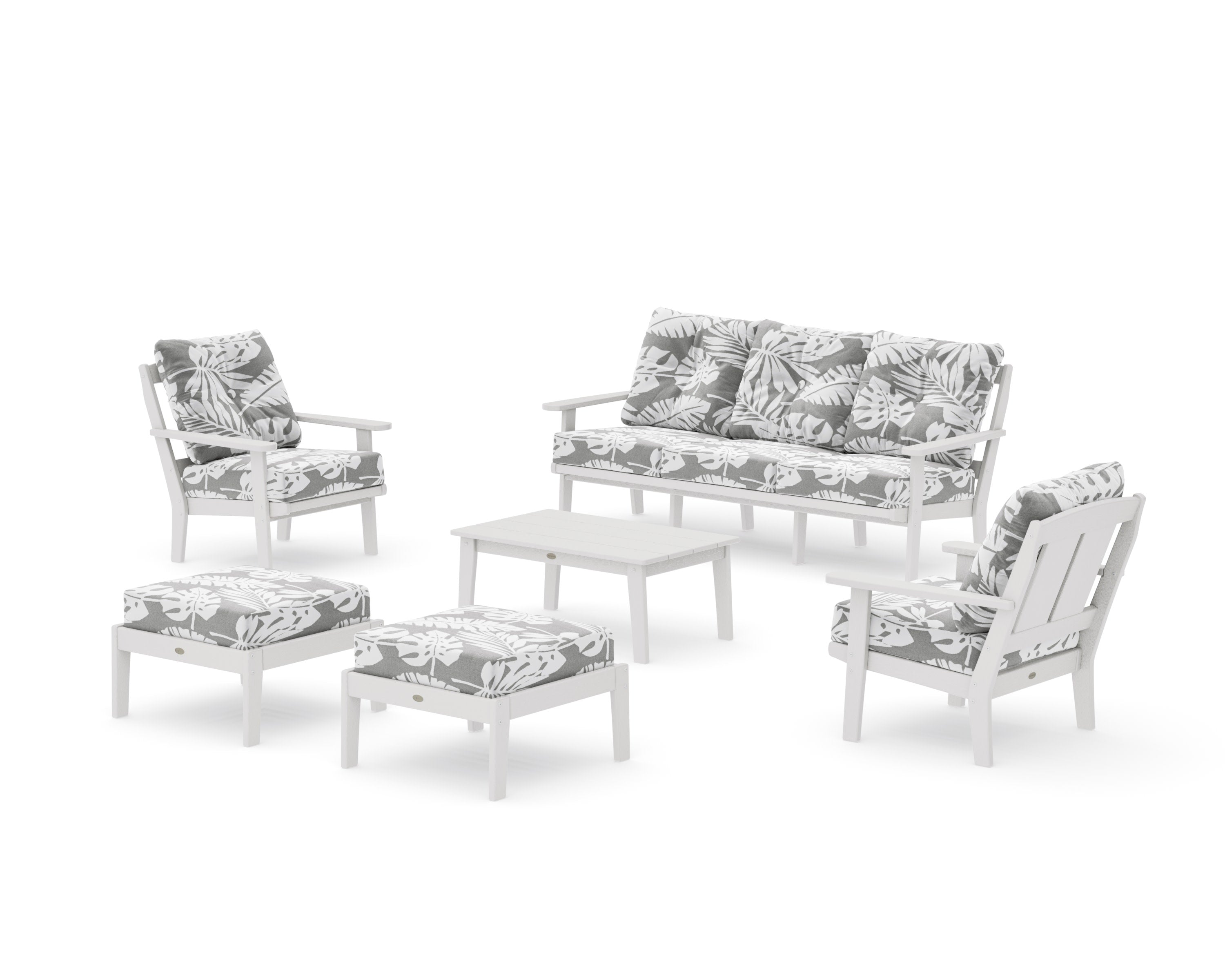 Mission 6-Piece Lounge Sofa Set in Vintage White / Leaf Grey Mist