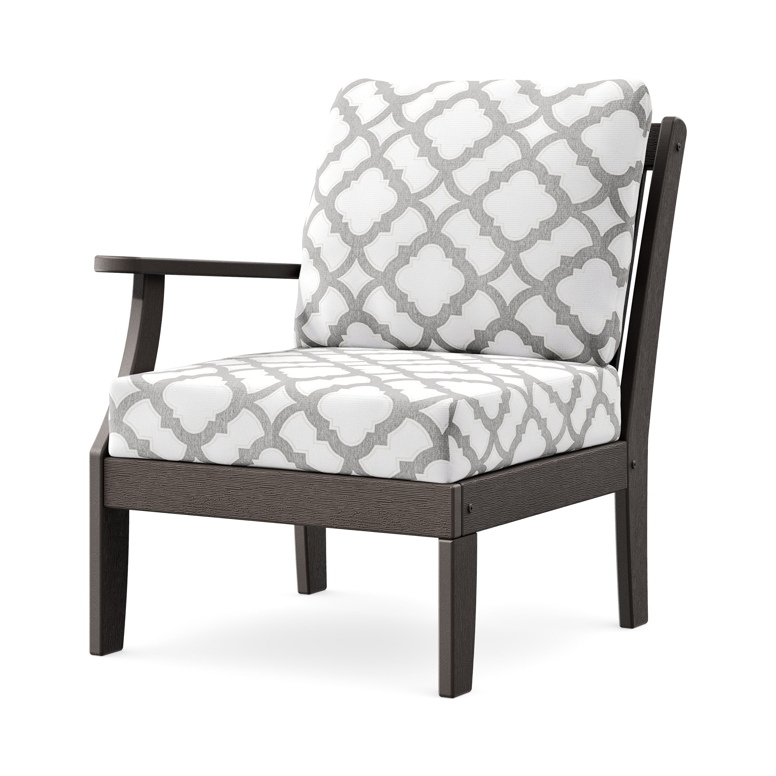 Braxton Modular Left Arm Chair in Vintage Coffee / Trellis Grey Mist
