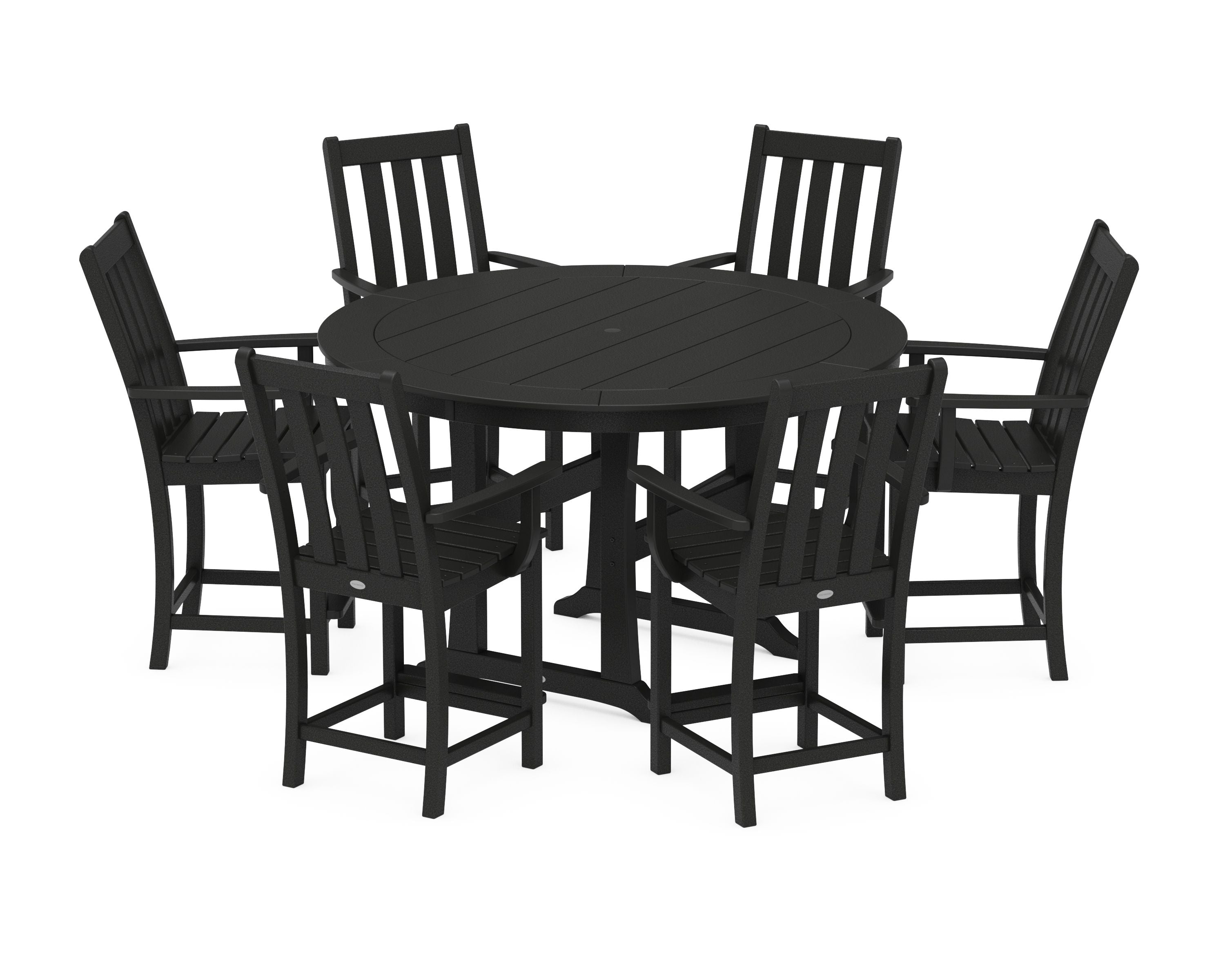 Vineyard 7-Piece Arm Chair Round Counter Set in Black
