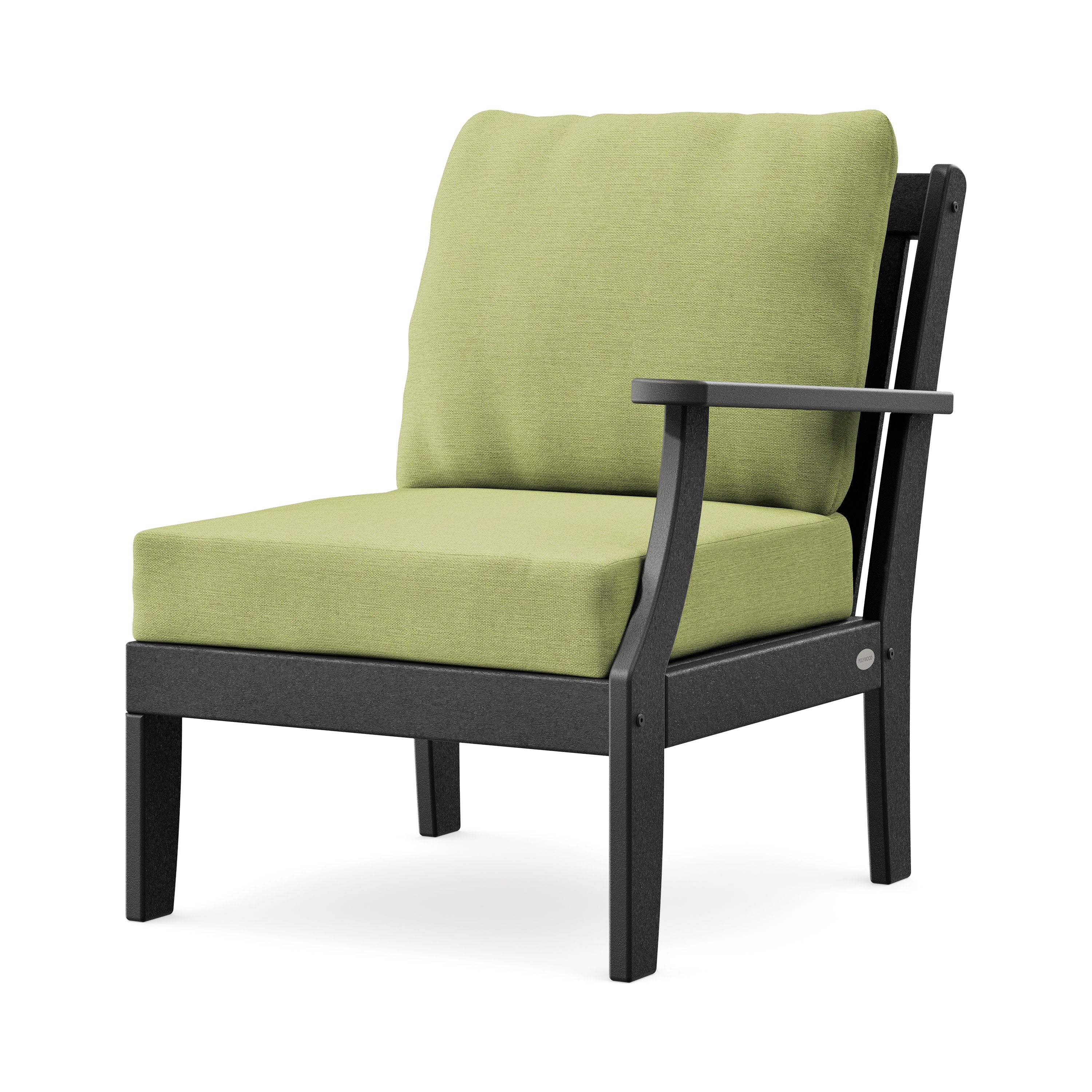 Braxton Modular Right Arm Chair in Black / Chartreuse Boucle