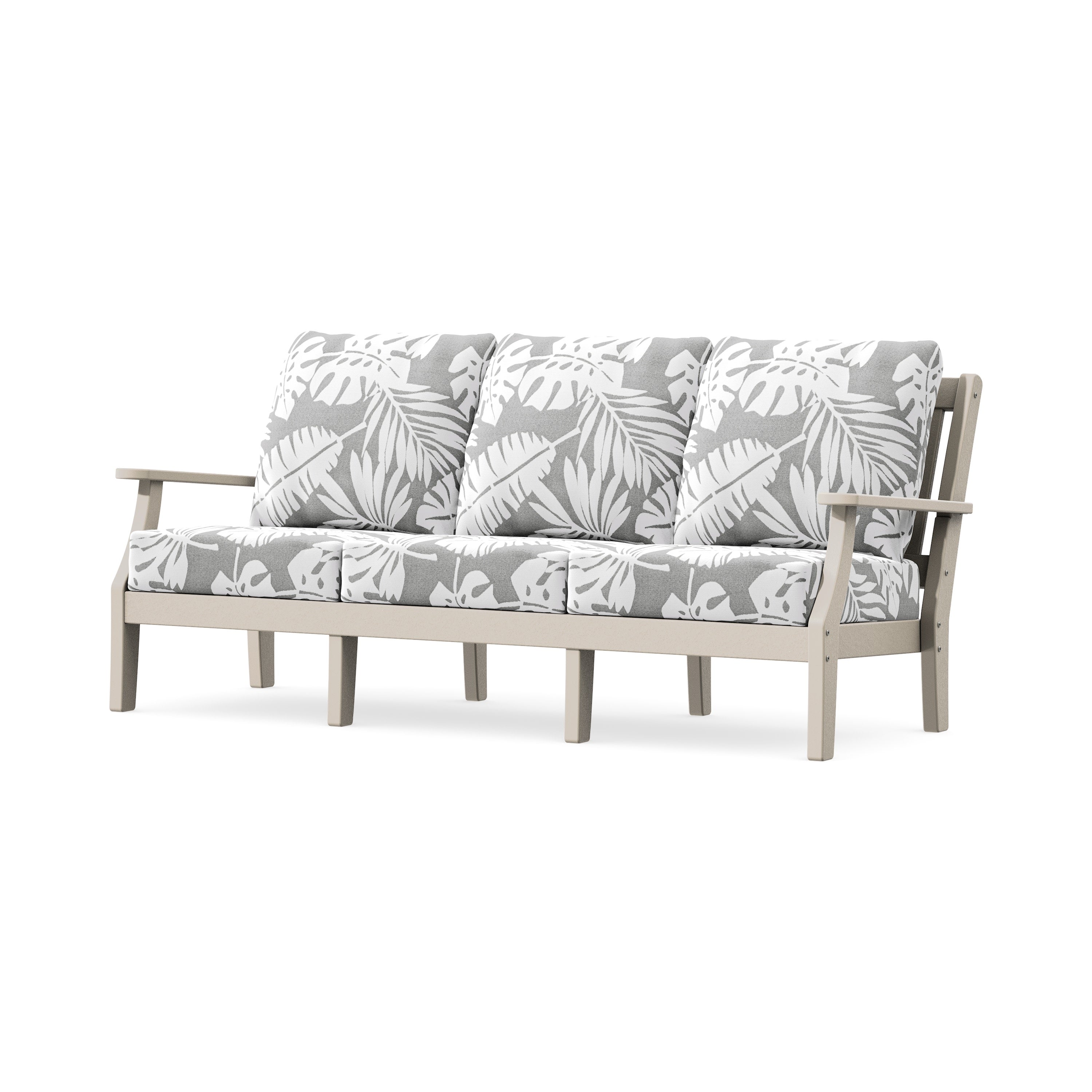 Chinoiserie Deep Seating Sofa in Sand / Leaf Grey Mist