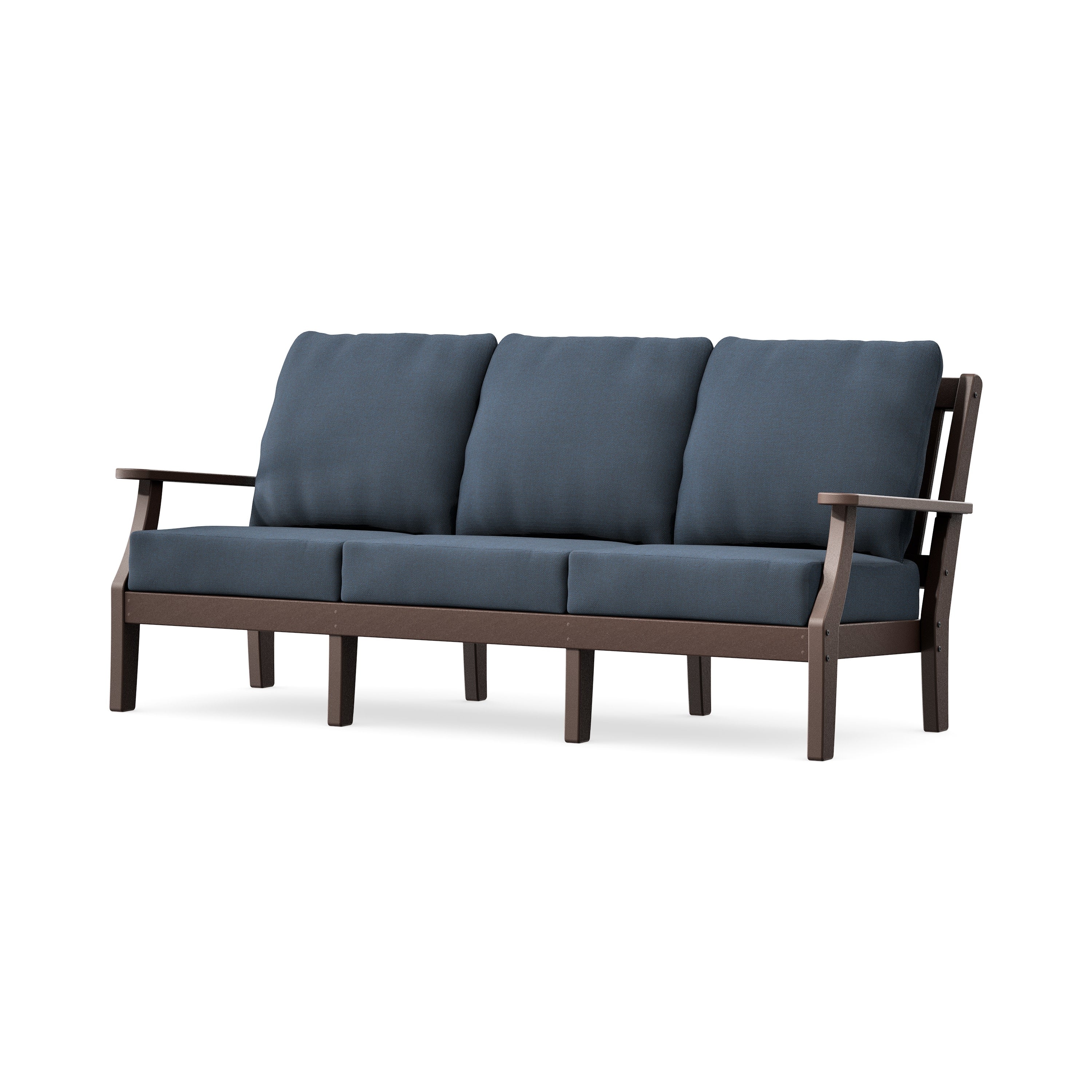 Chinoiserie Deep Seating Sofa in Mahogany / Marine Indigo