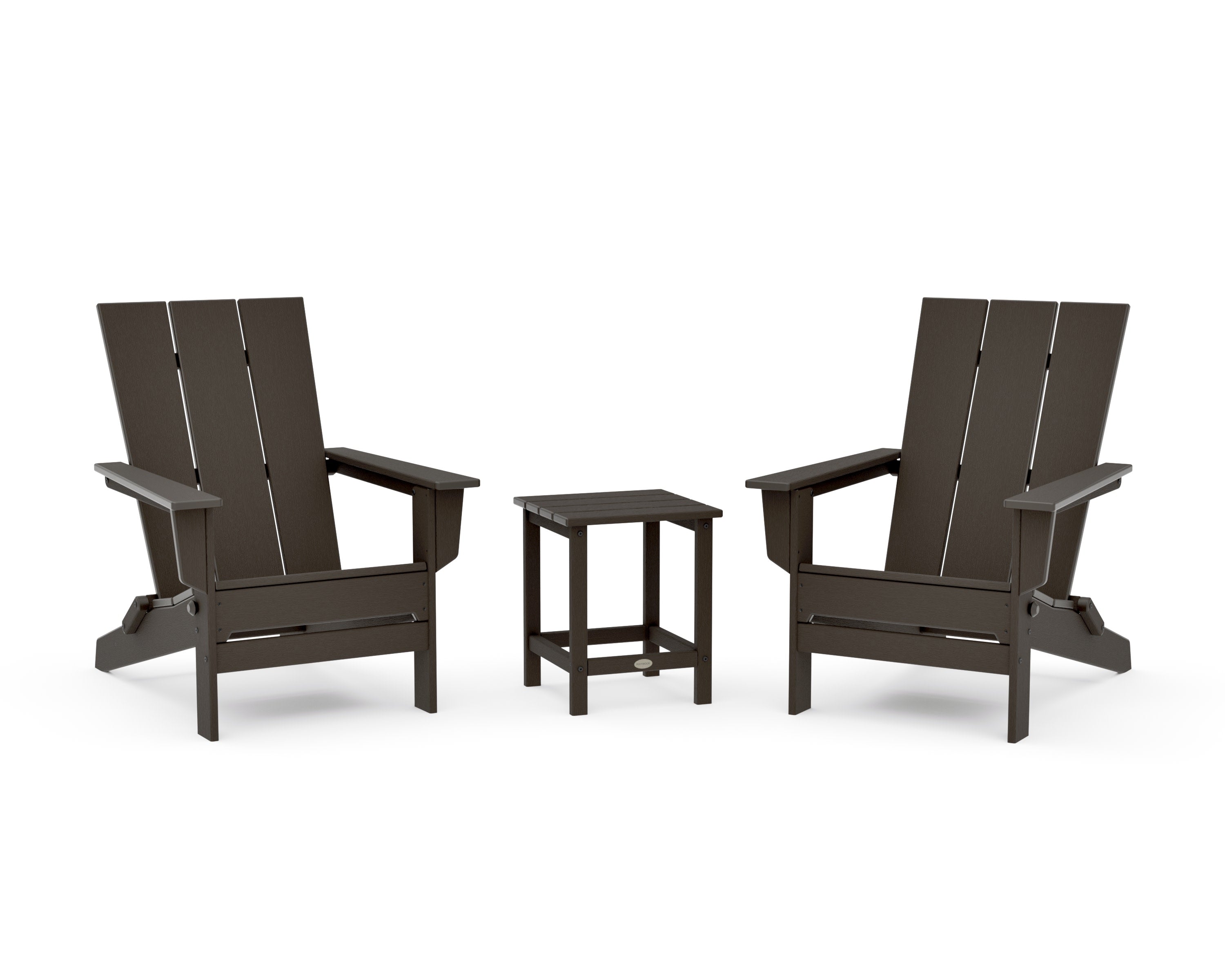 3-Piece Modern Studio Folding Adirondack Set in Vintage Coffee