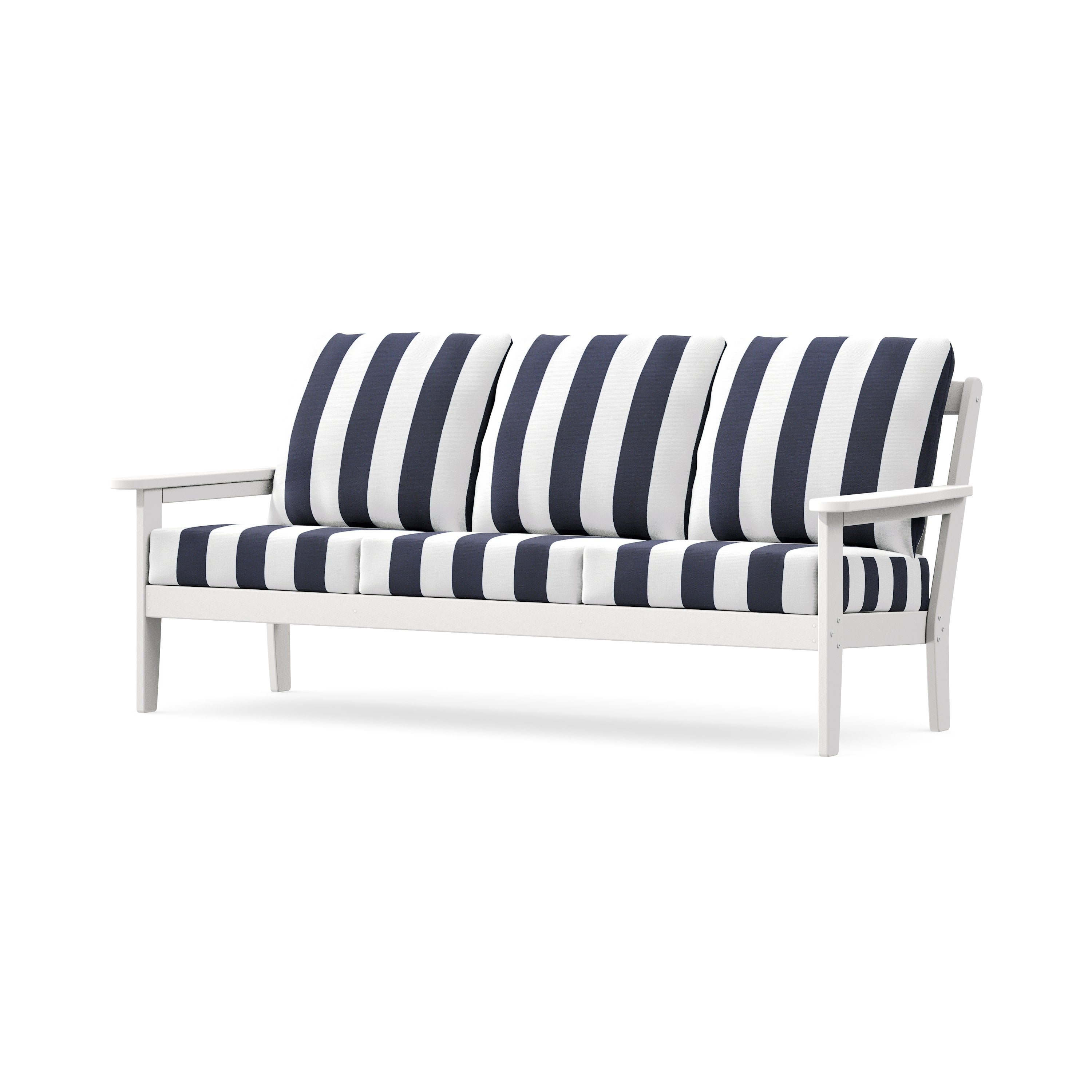 Cottage Deep Seating Sofa in White / Cabana Stripe Navy