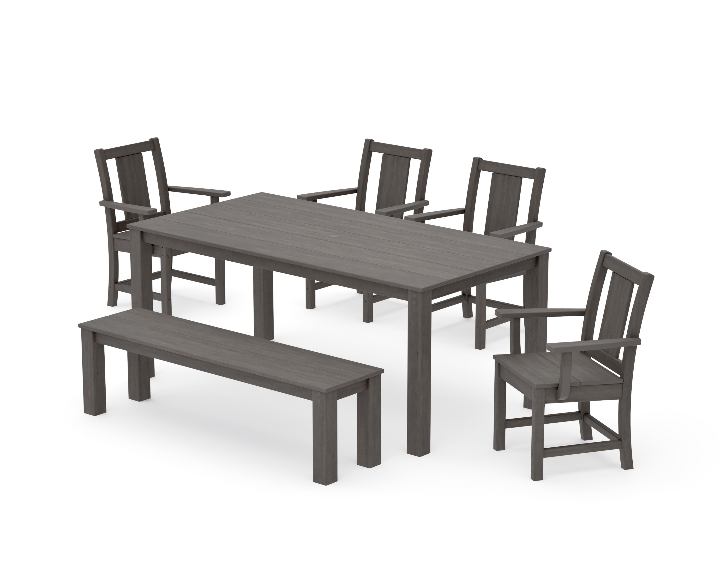 Prairie 6-Piece Parsons Dining Set with Bench in Driftwood
