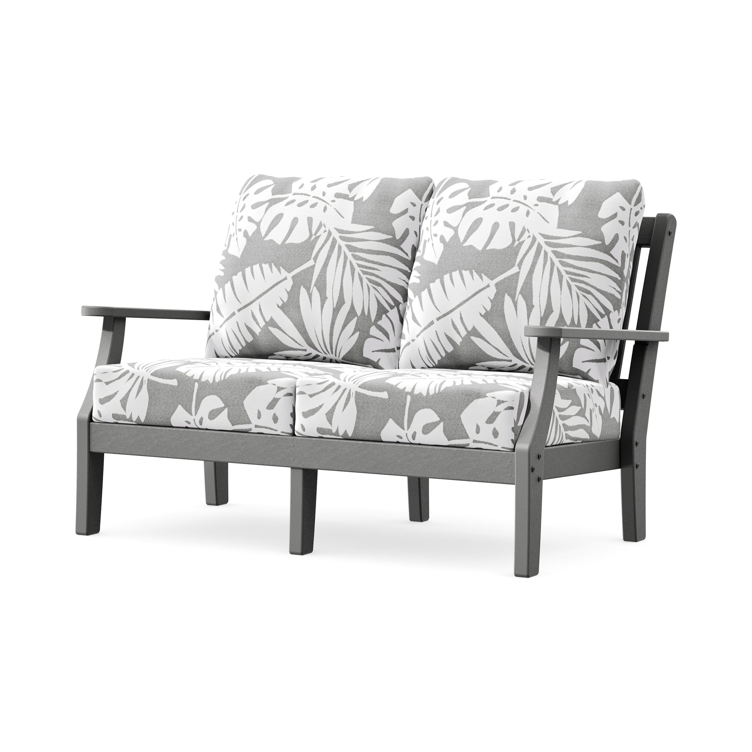 Chinoiserie Deep Seating Loveseat in Slate Grey / Leaf Grey Mist