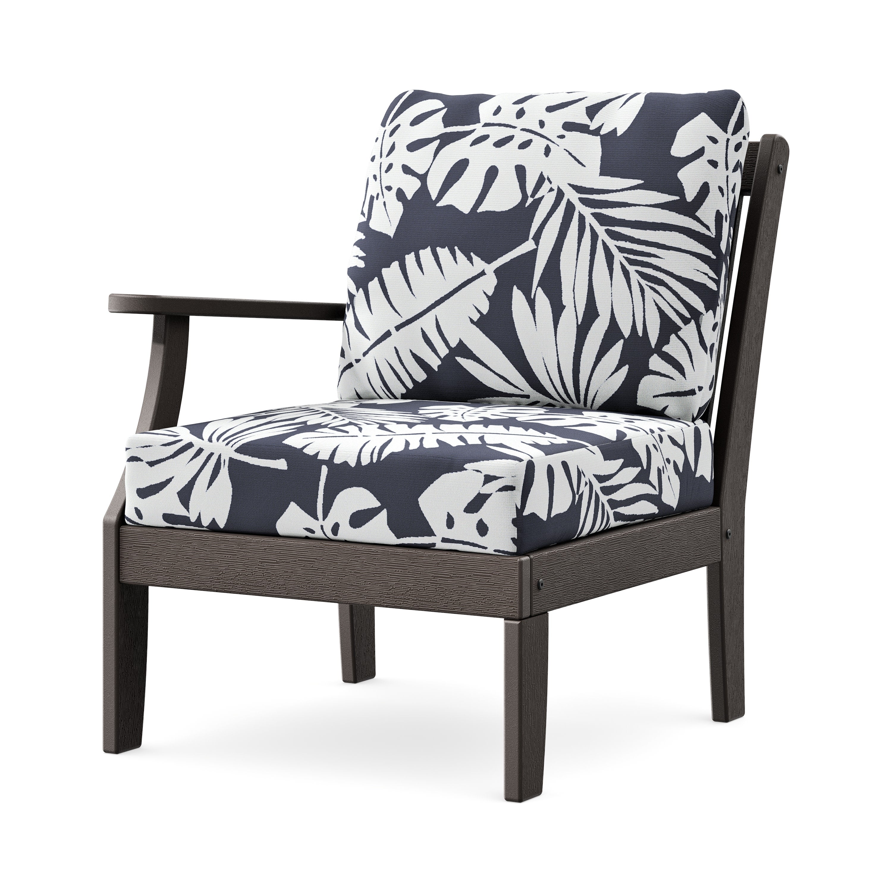 Braxton Modular Left Arm Chair in Vintage Coffee / Leaf Navy