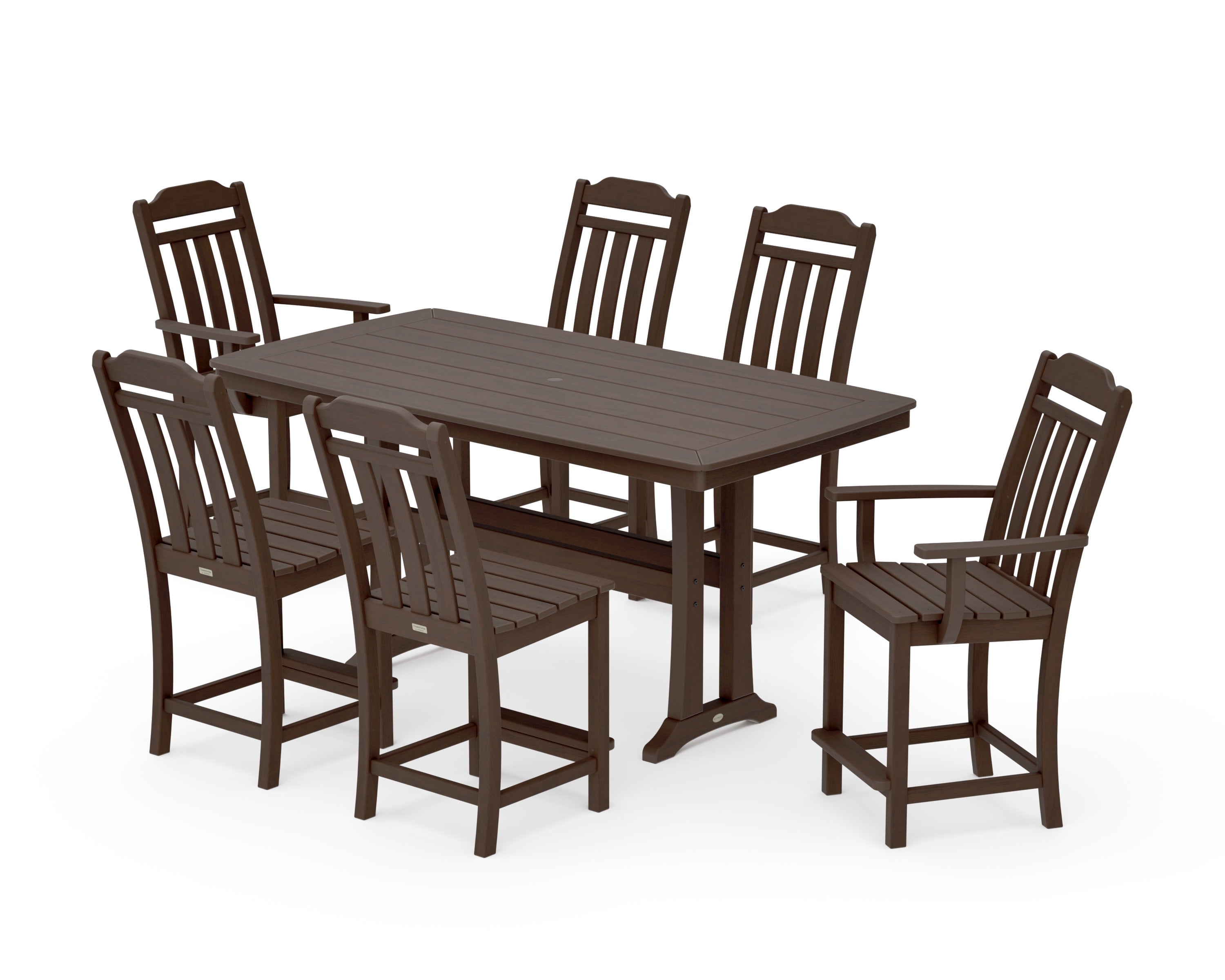Cottage 7-Piece Counter Set with Trestle Legs in Kona