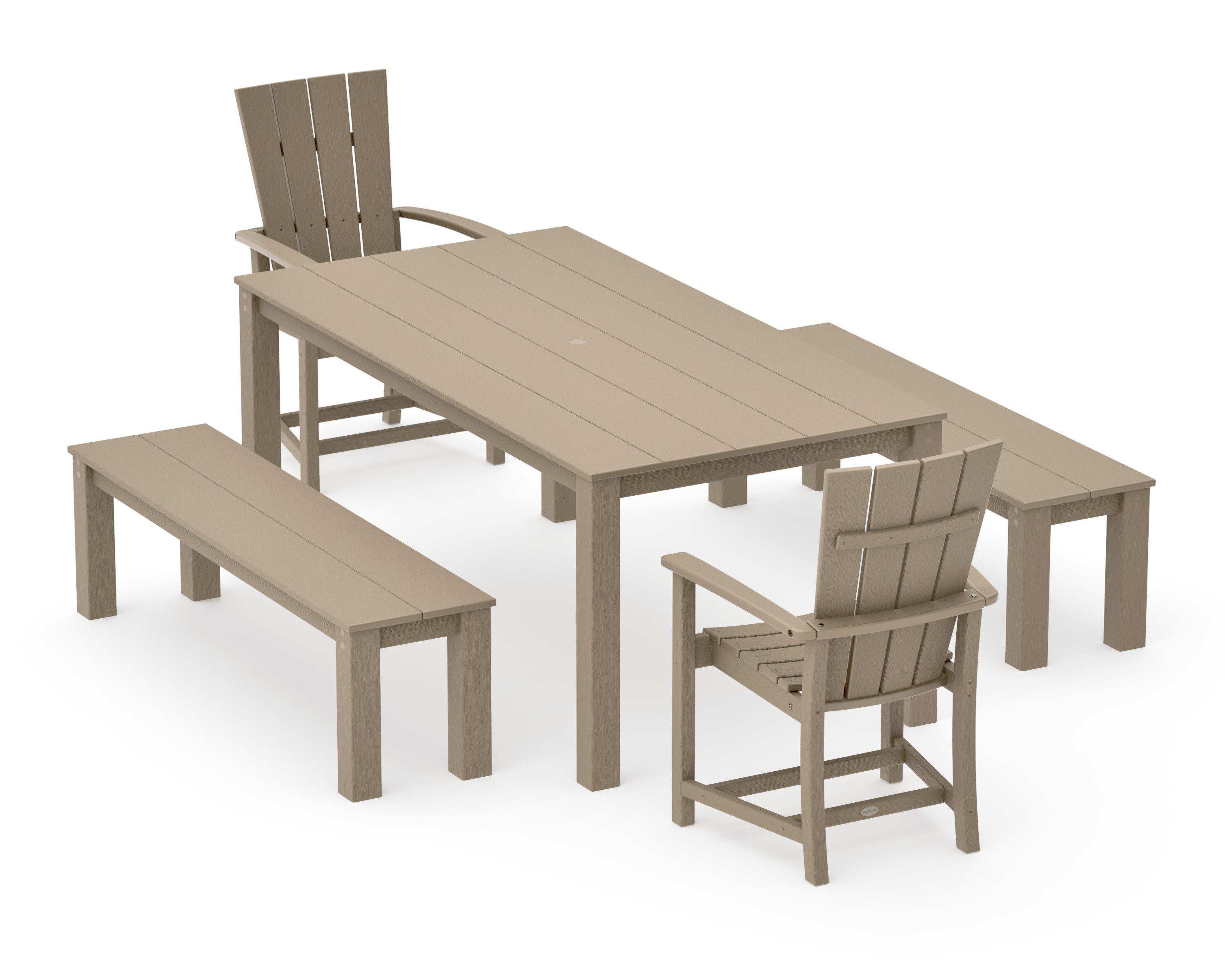 Quattro 5-Piece Parsons Dining Set with Benches in Vintage Sahara