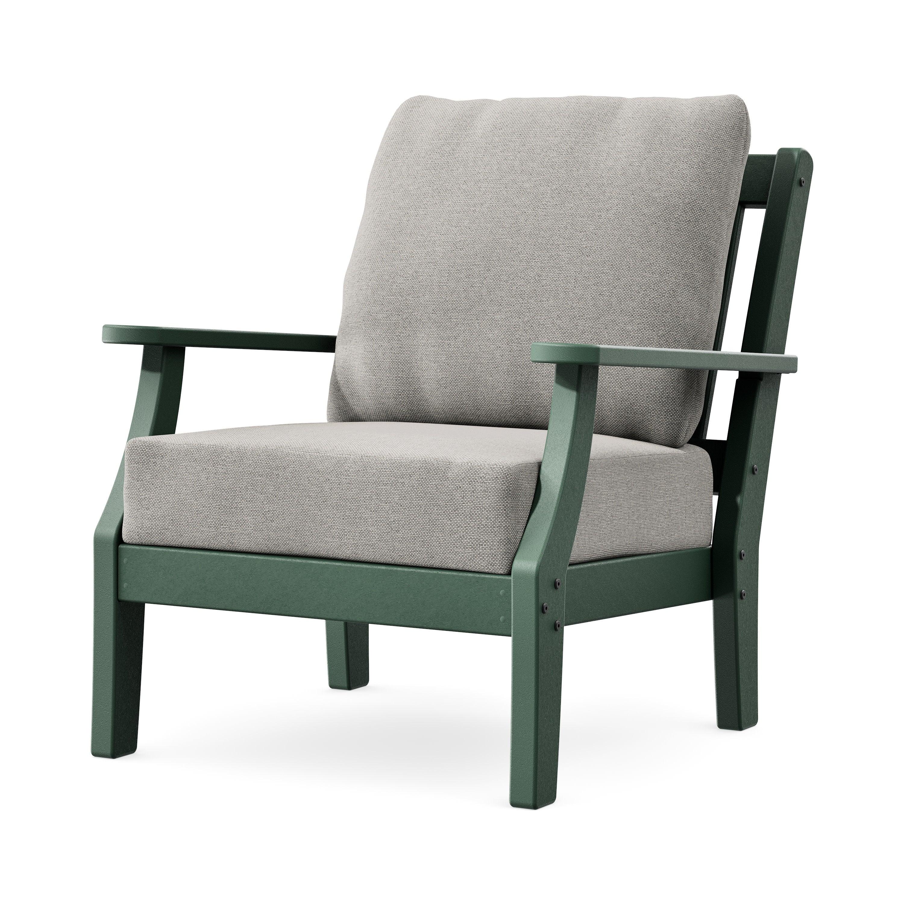 Chinoiserie Deep Seating Chair in Green / Weathered Tweed