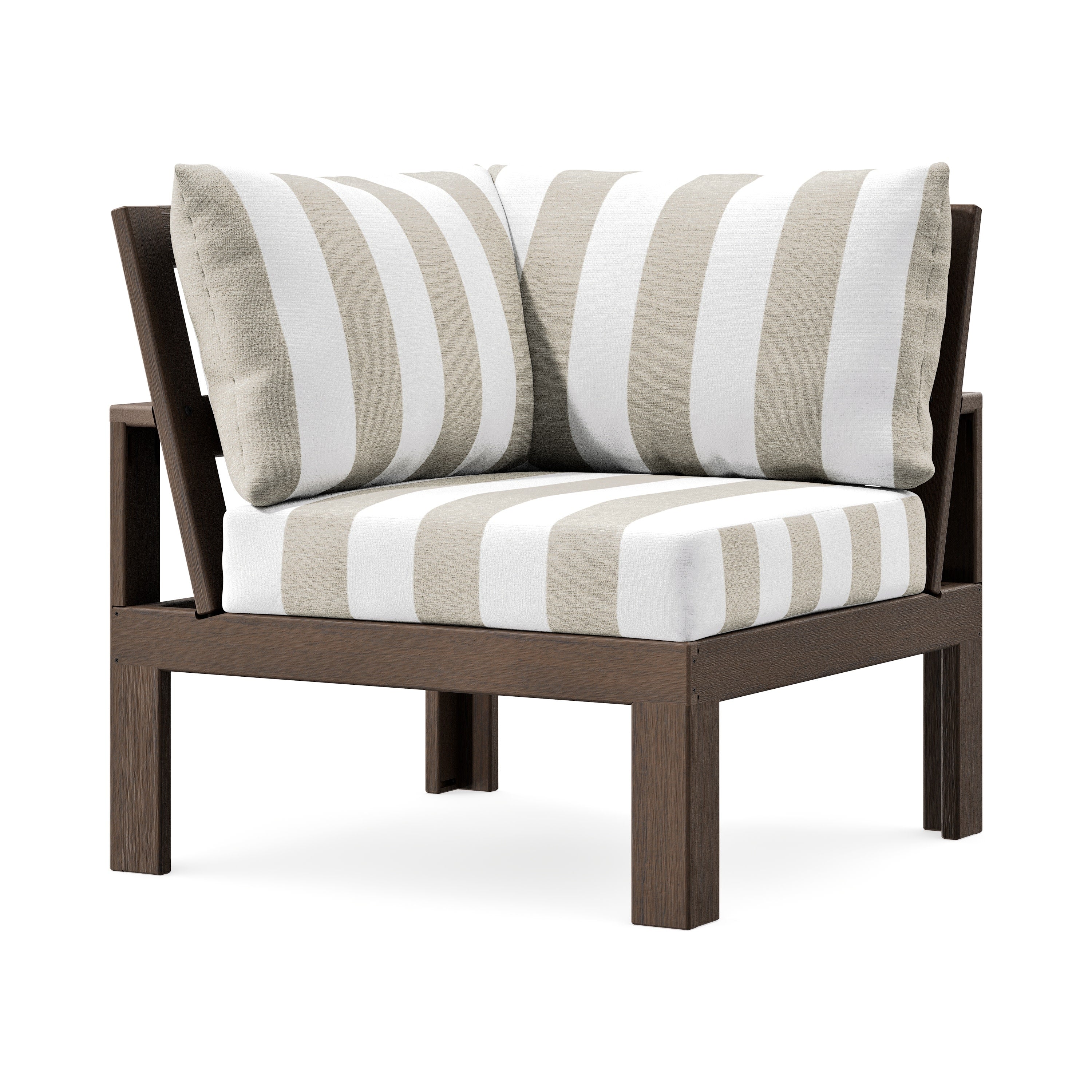 Modular Corner Chair in Kona / Cabana Stripe Dune Burlap