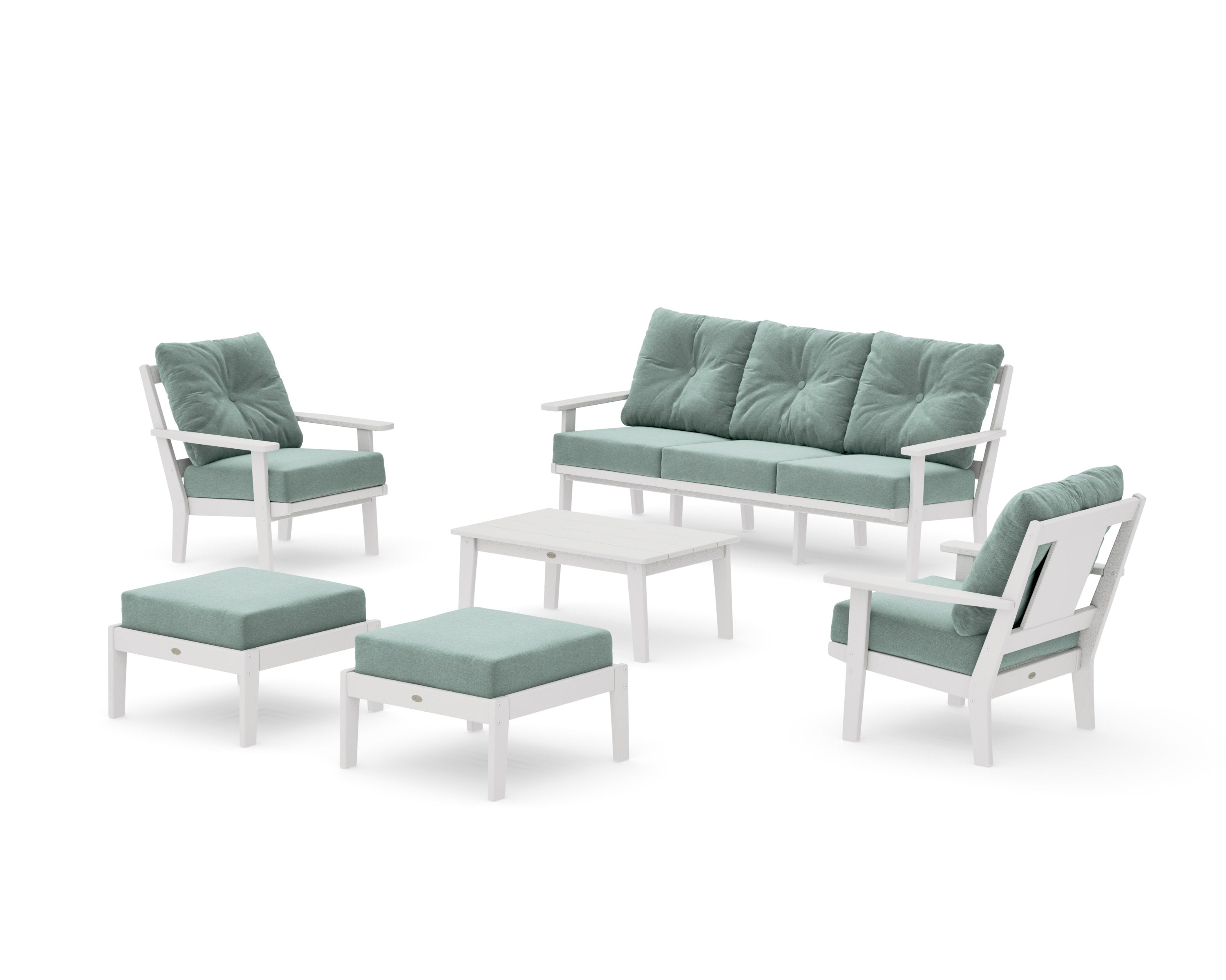 Prairie 6-Piece Lounge Sofa Set in Vintage White / Glacier Spa