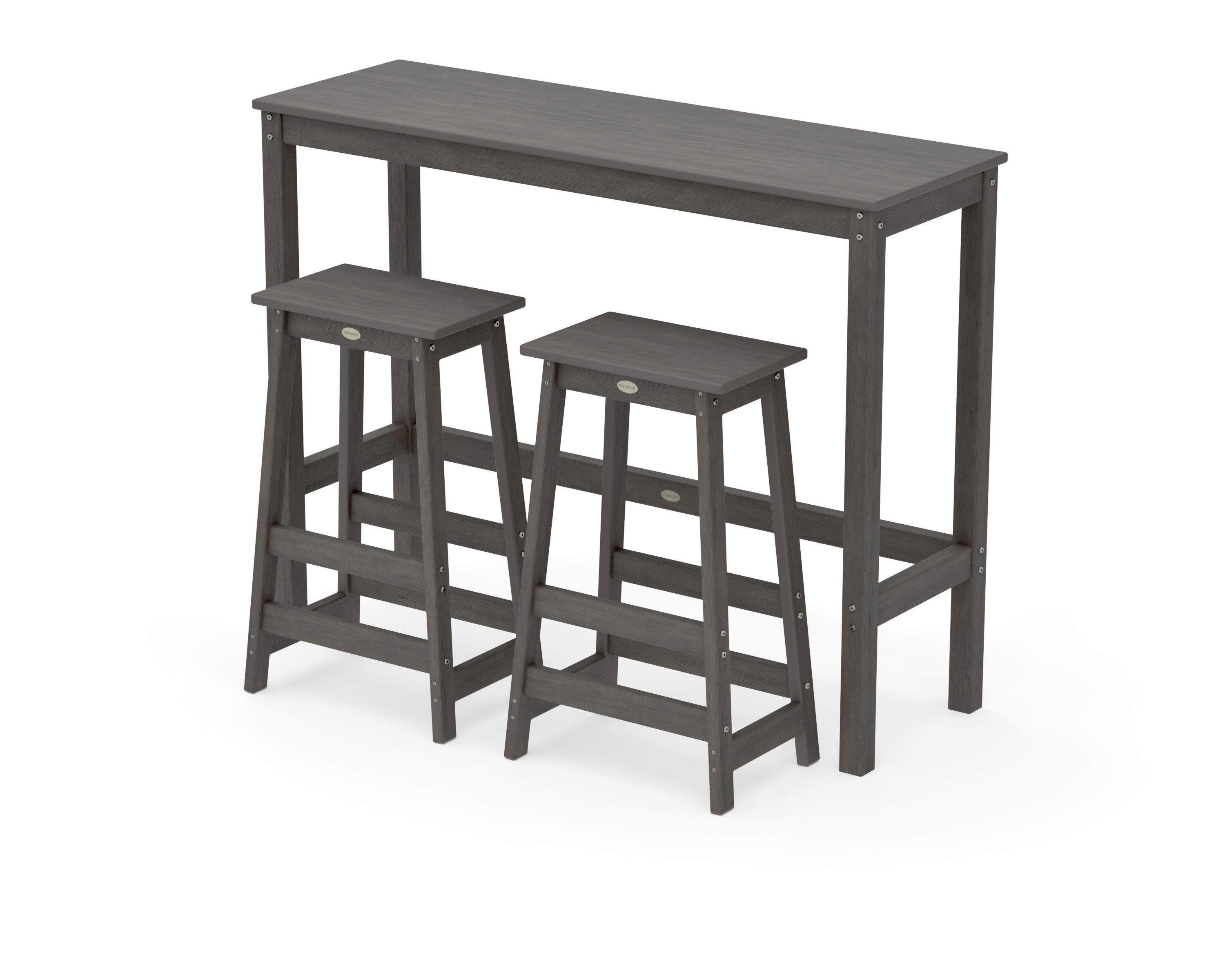 Modern Studio Stool 3-Piece Bar Balcony Set in Driftwood
