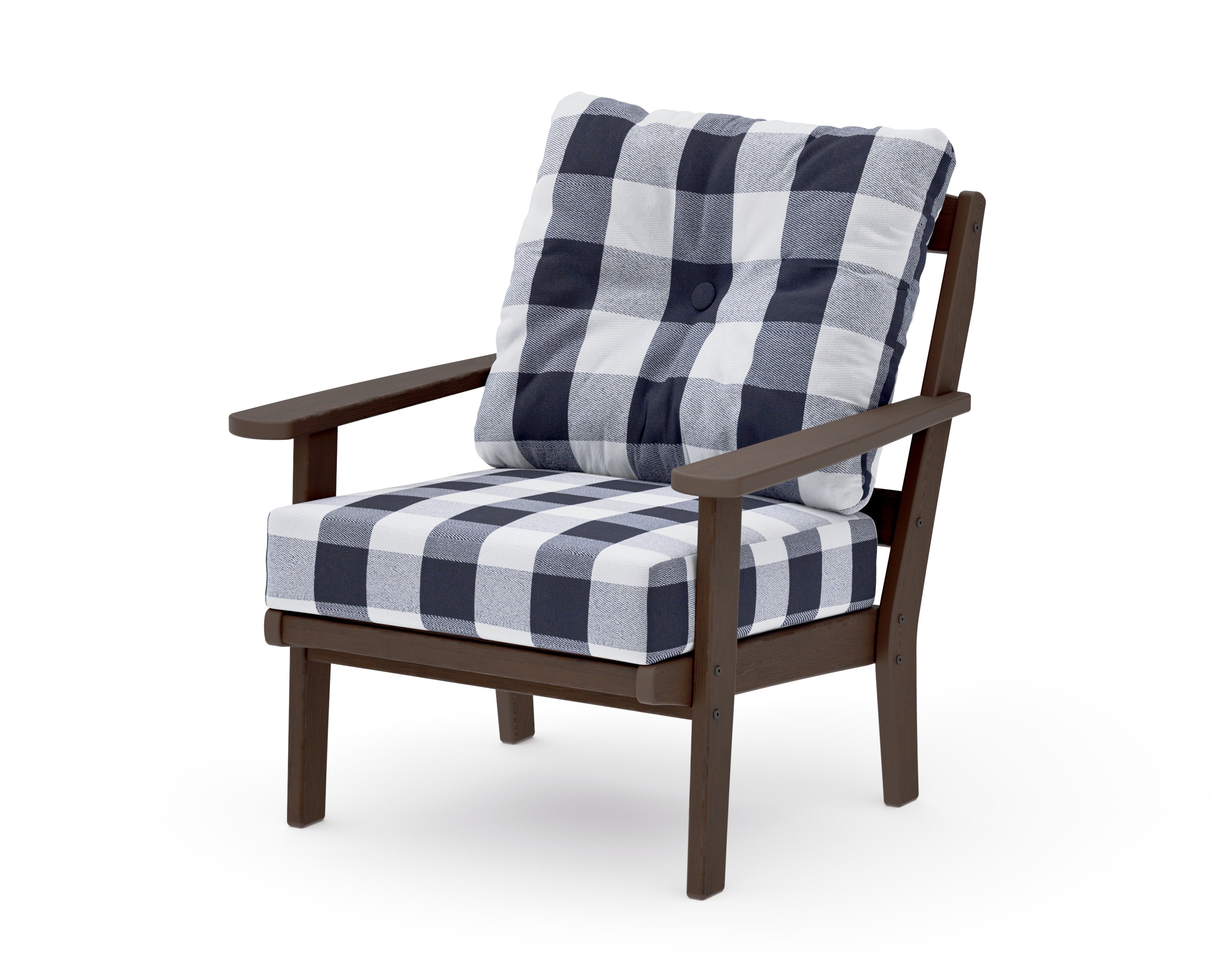 Mission Deep Seating Chair in Kona / Buffalo Plaid Navy