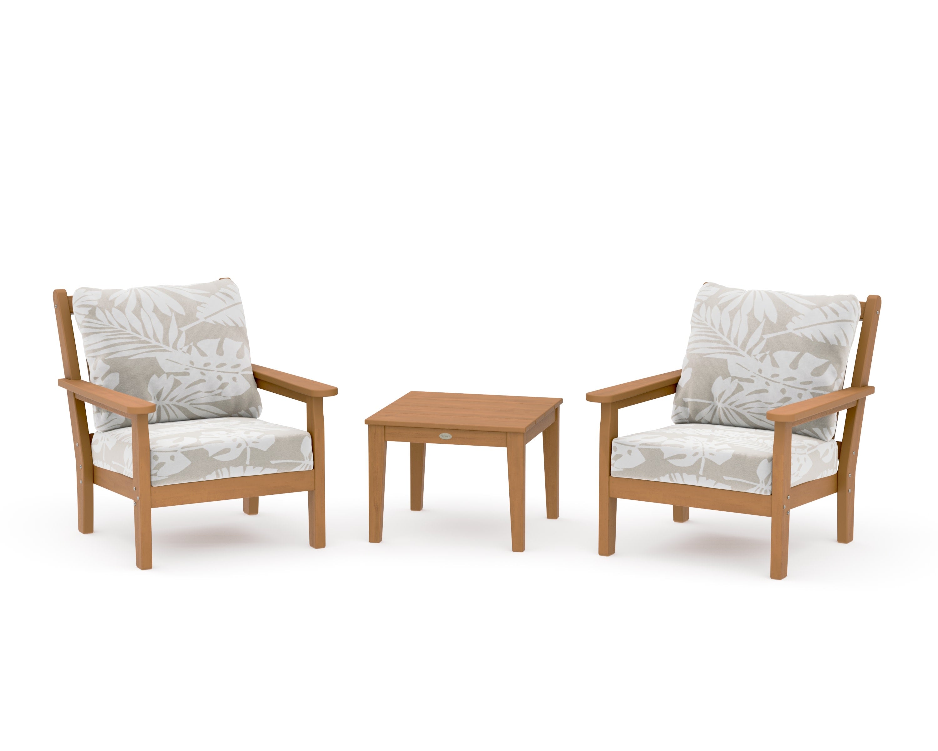 Chippendale 3-Piece Deep Seating Set in Natural / Leaf Dune Burlap