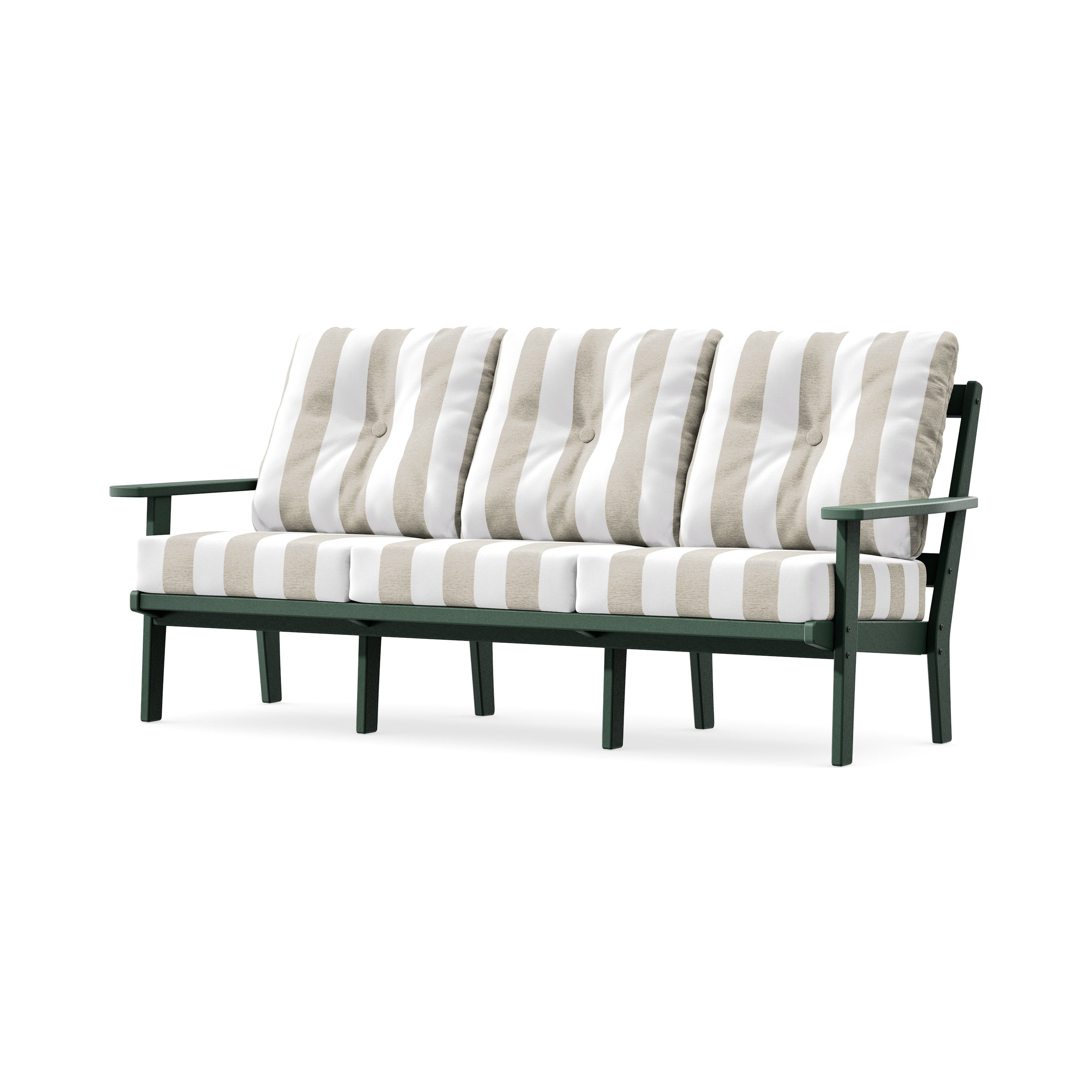 Oxford Deep Seating Sofa in Green / Cabana Stripe Dune Burlap