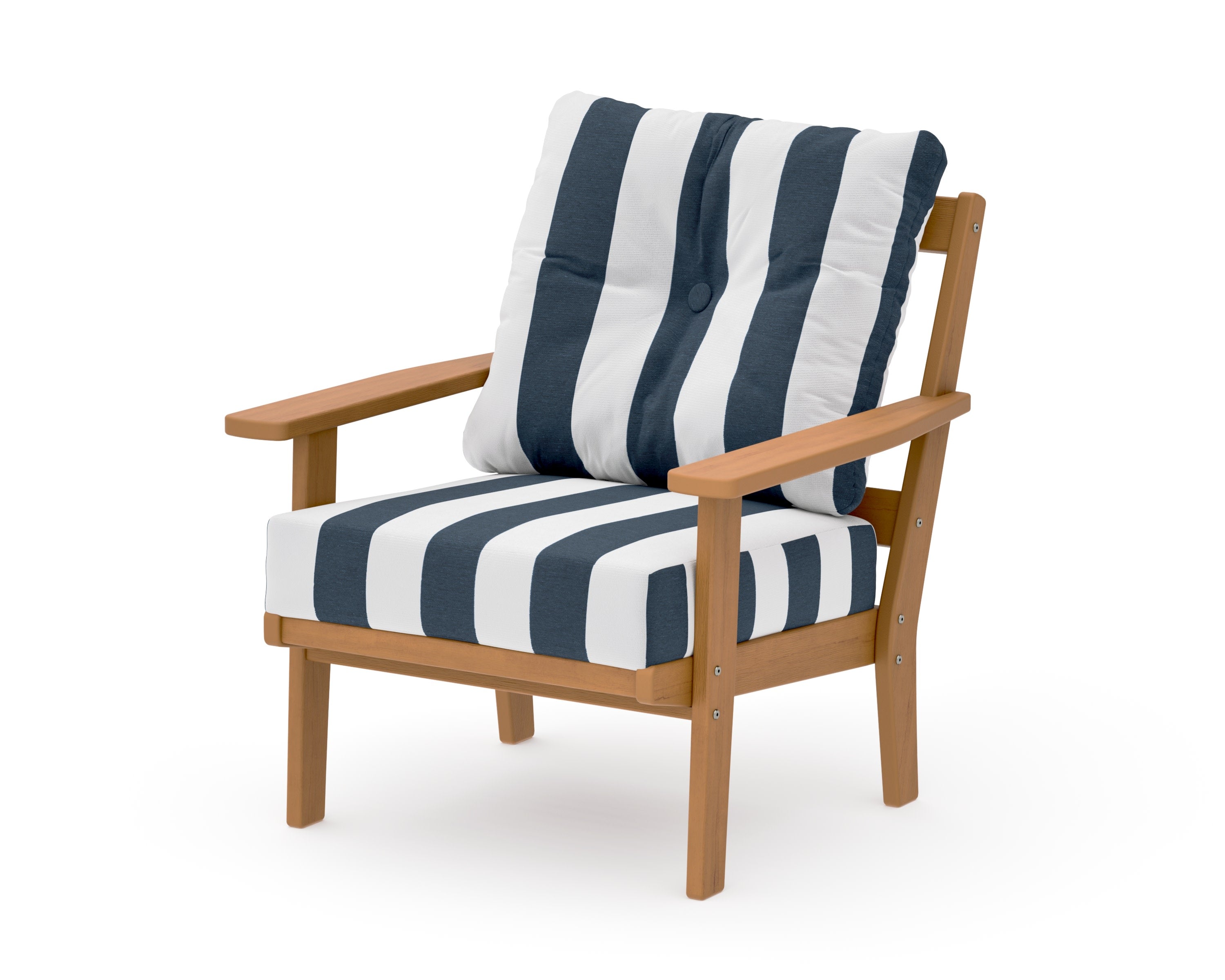 Oxford Deep Seating Chair in Natural / Cabana Stripe Marine Indigo