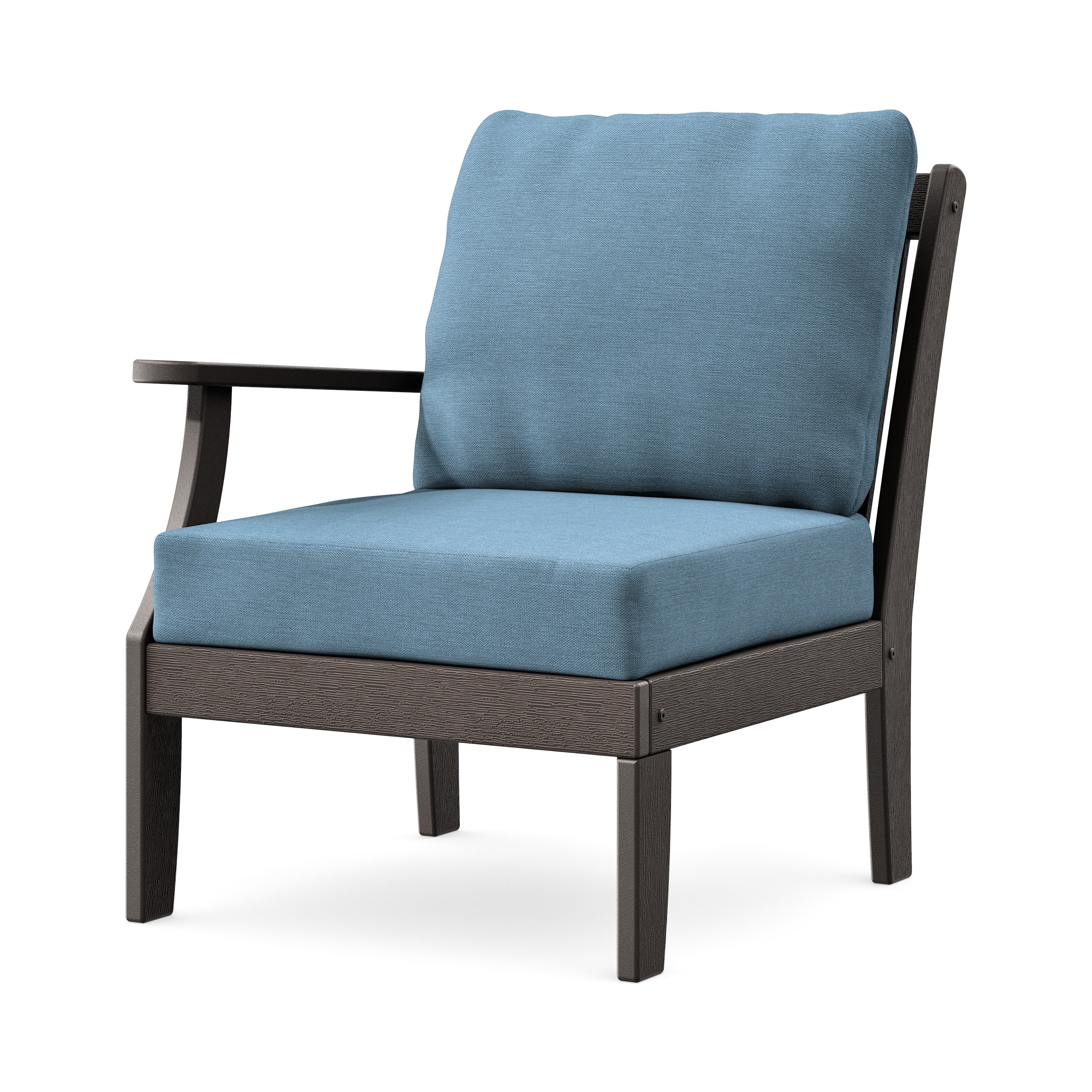Braxton Modular Left Arm Chair in Vintage Coffee / Sky Blue