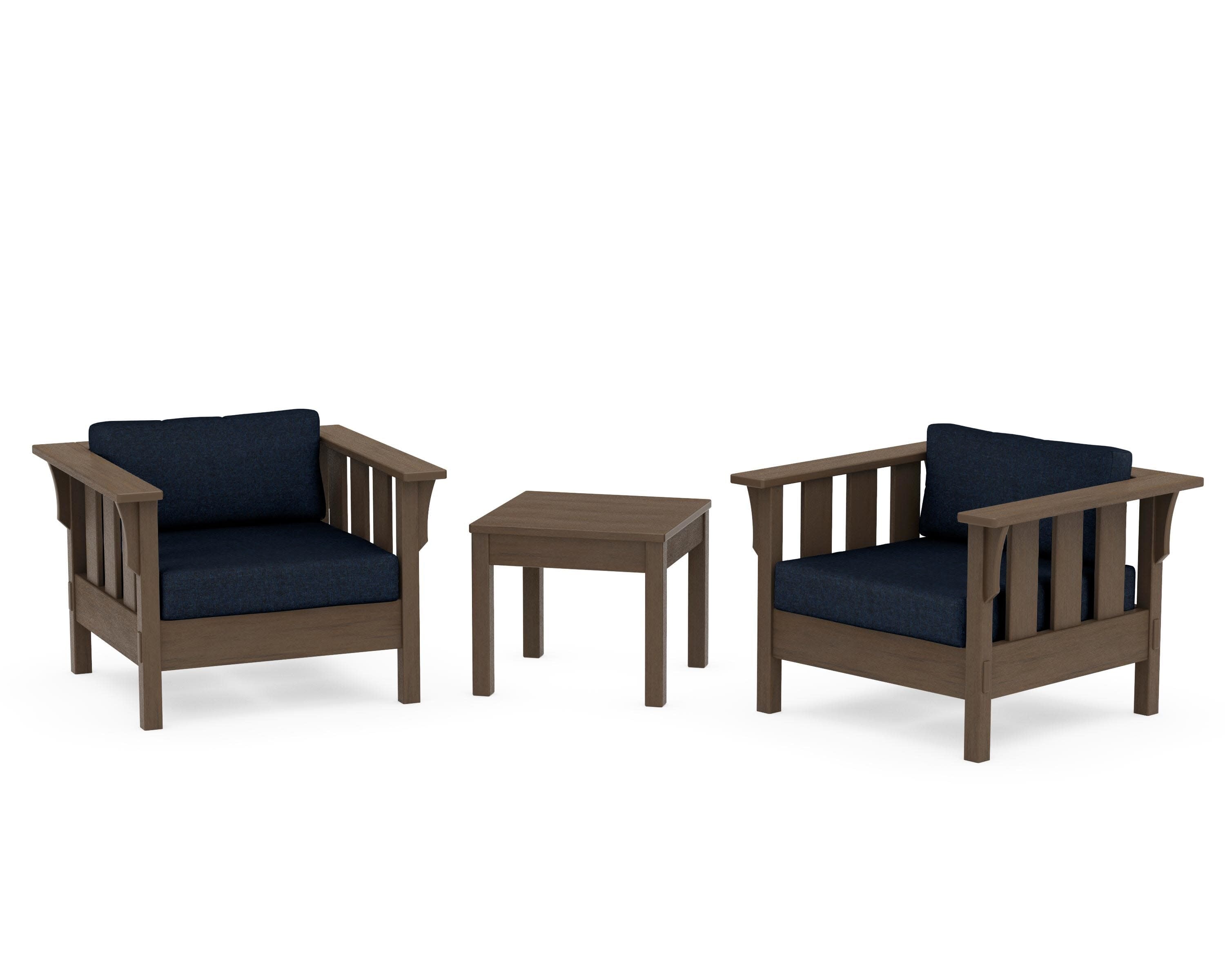 Acadia 3-Piece Deep Seating Set in Kona / Marine Indigo