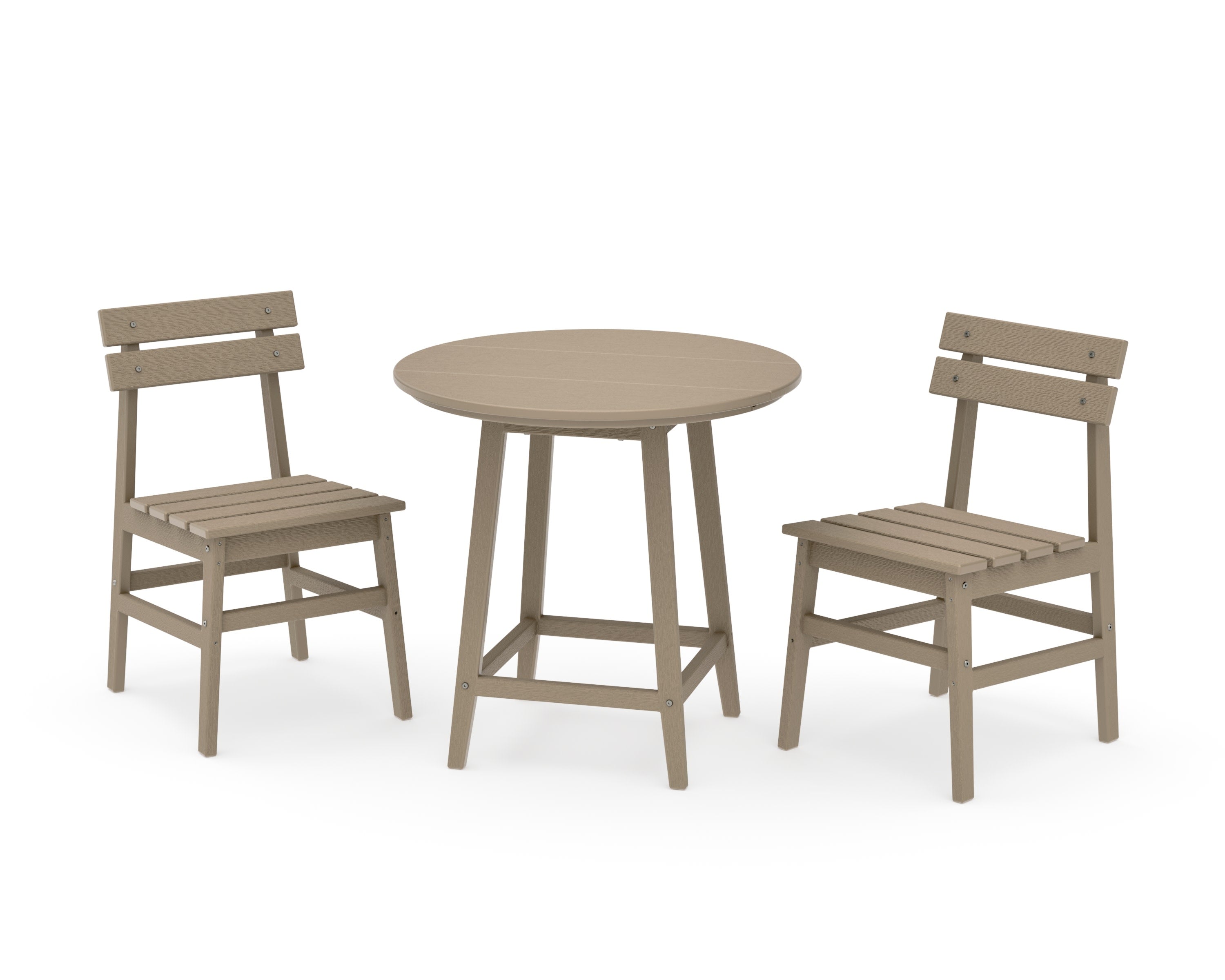 Modern Studio Plaza Chair 3-Piece Round Bistro Dining Set in Vintage Sahara