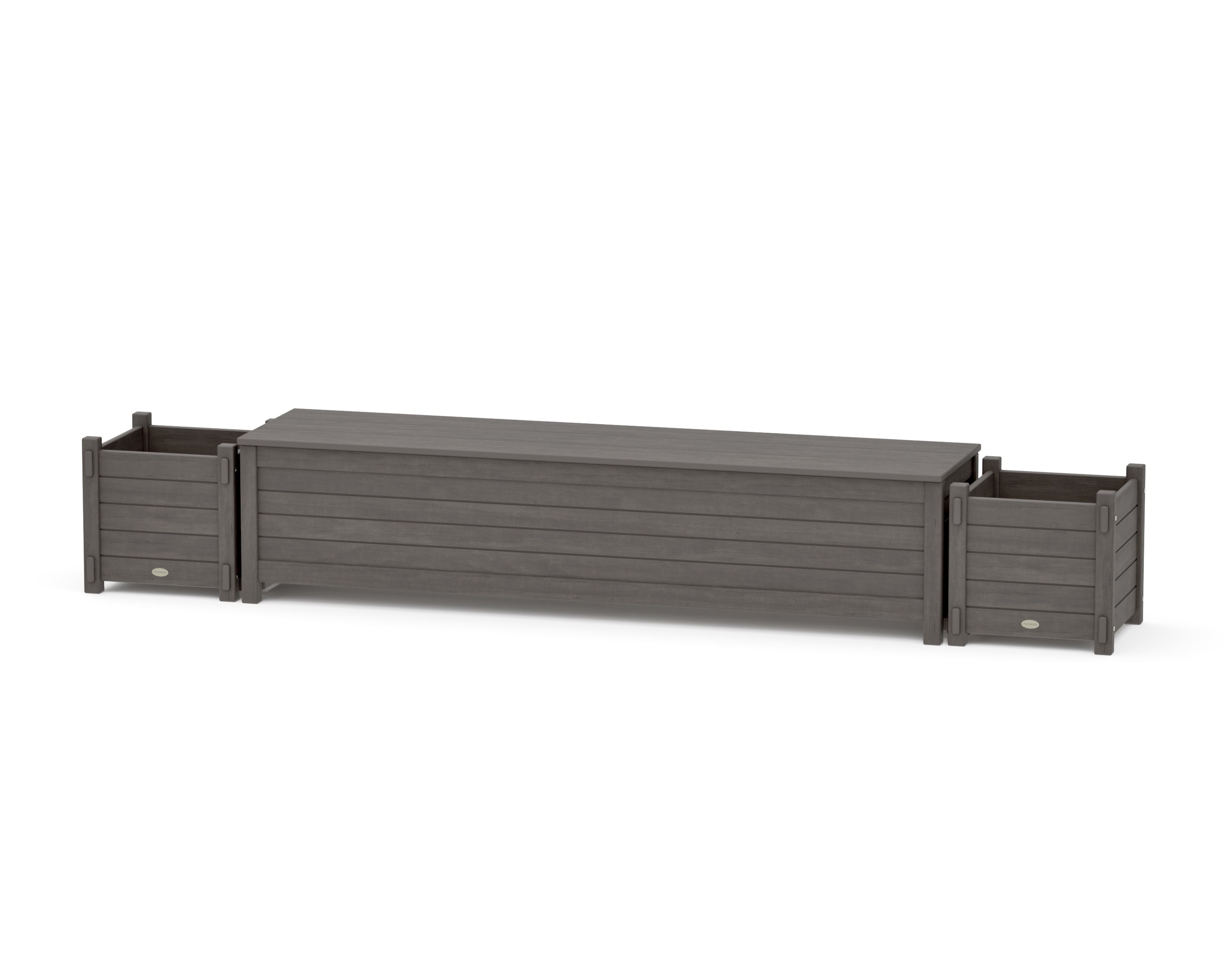 72" Nautical Straight Planter Storage Bench Set in Driftwood