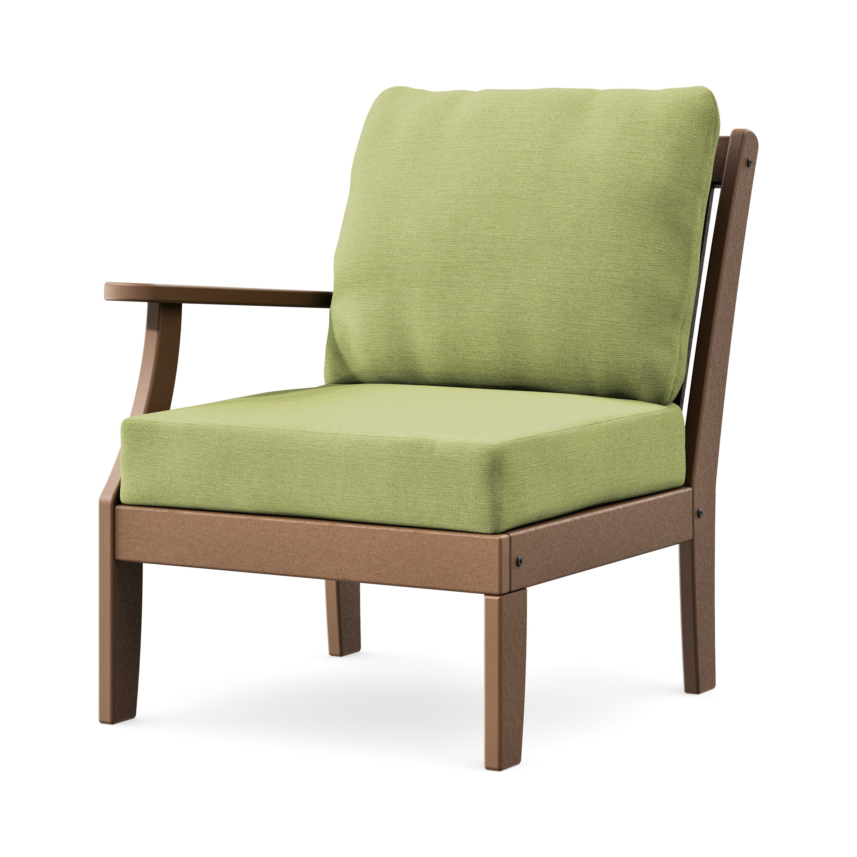 Braxton Modular Left Arm Chair in Teak / Chartreuse Boucle