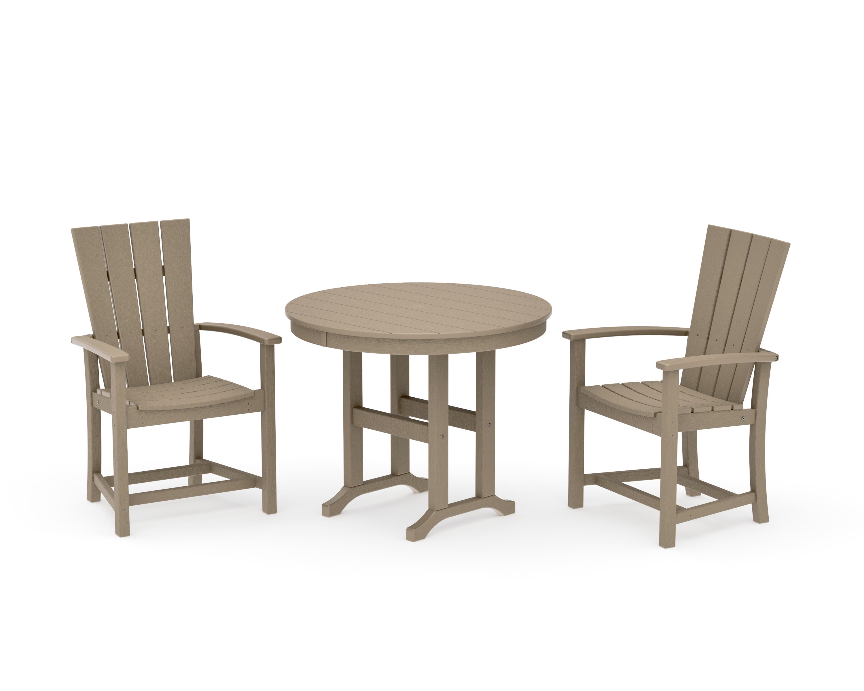 Quattro 3-Piece Round Farmhouse Dining Set in Vintage Sahara