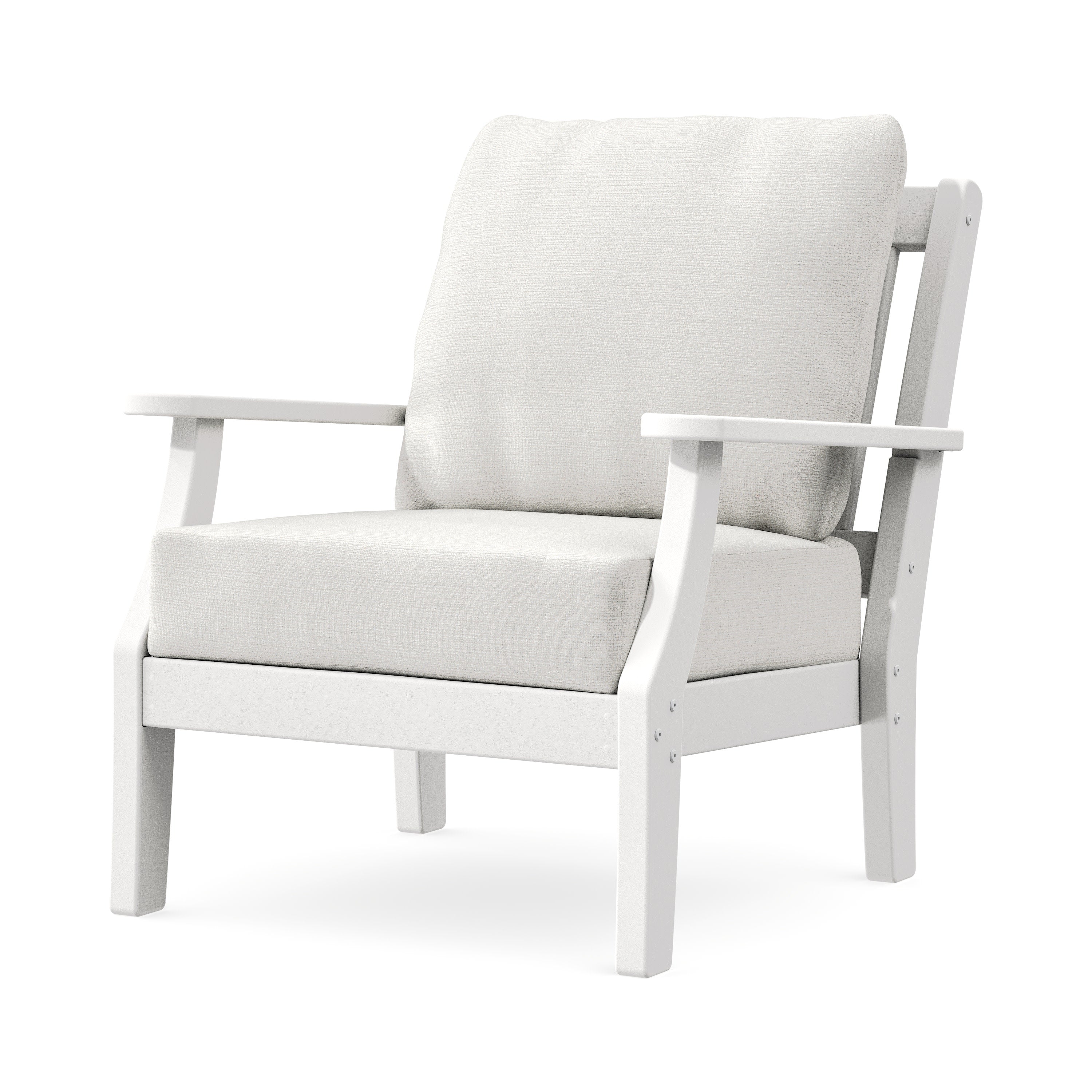 Chinoiserie Deep Seating Chair in White / Natural Linen