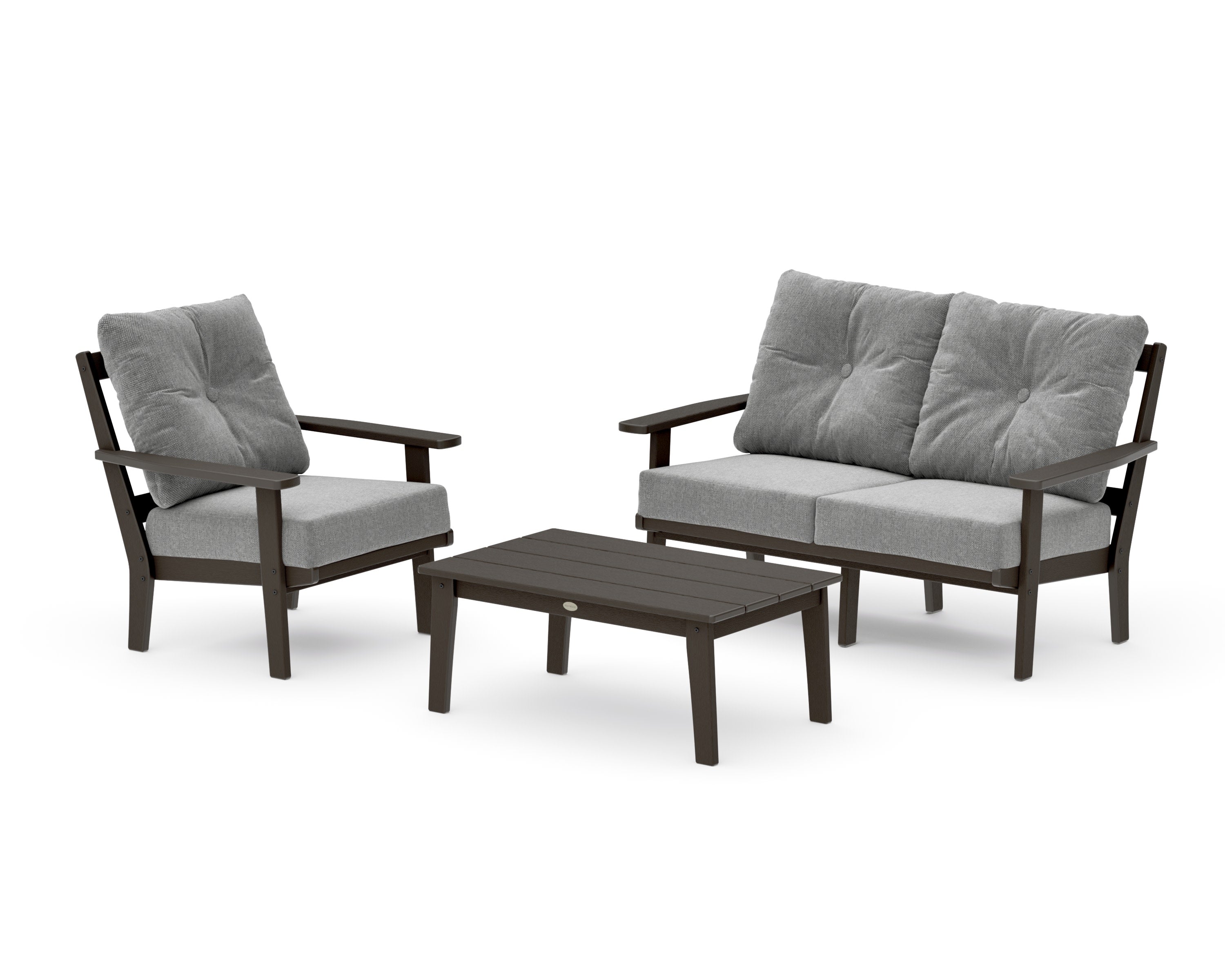 Oxford 3-Piece Deep Seating Set with Loveseat in Vintage Coffee / Grey Mist
