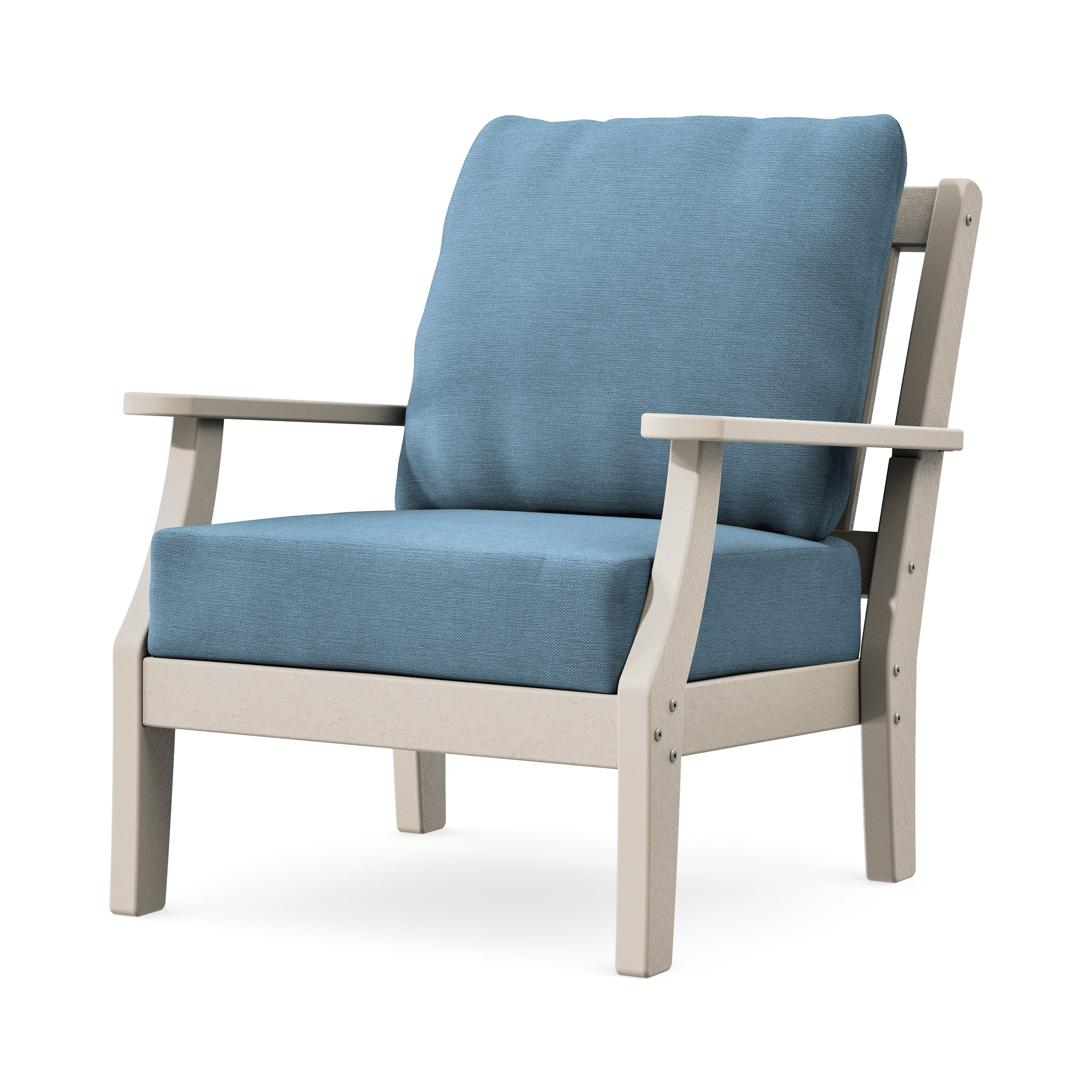 Chinoiserie Deep Seating Chair in Sand / Sky Blue