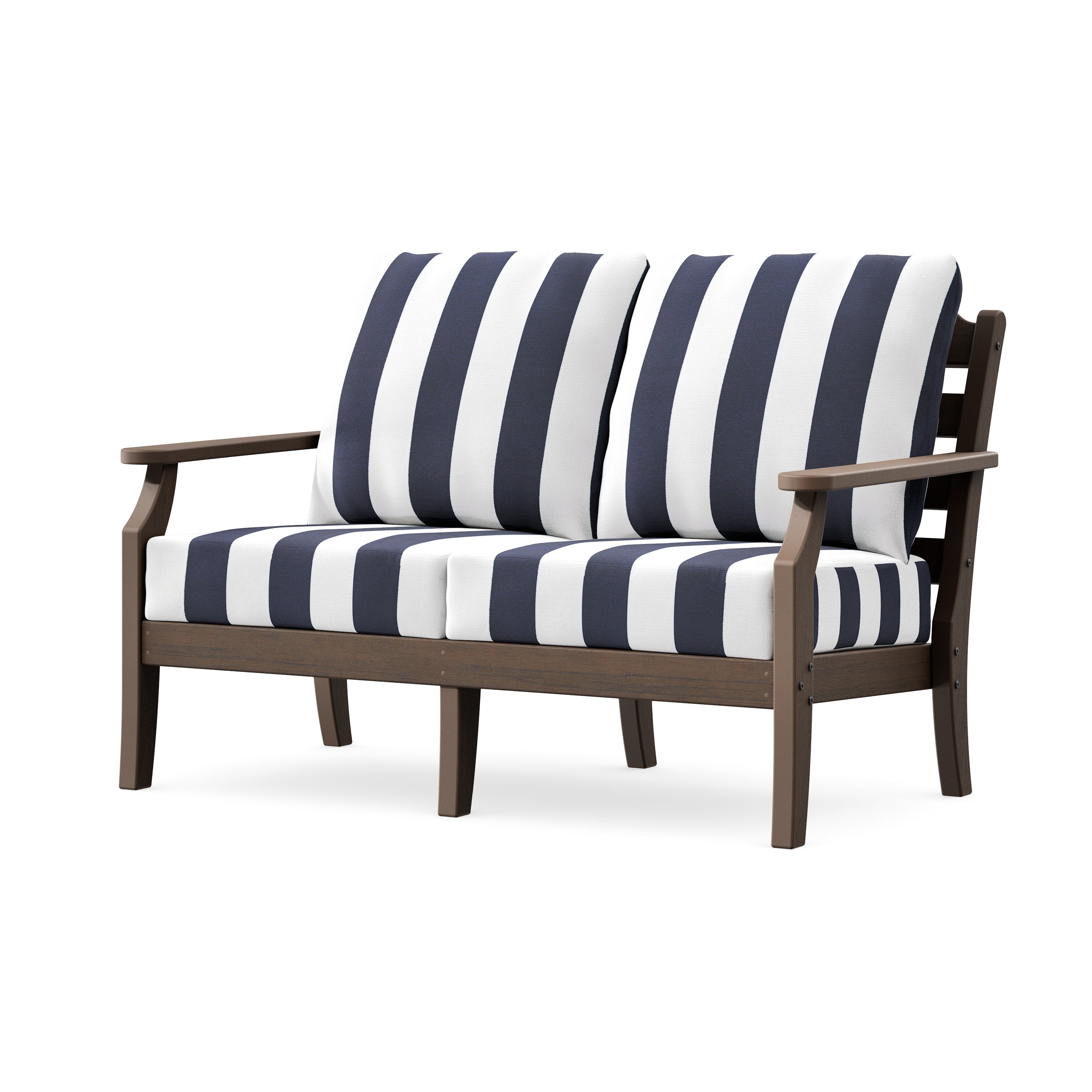 Savannah Deep Seating Loveseat in Kona / Cabana Stripe Navy