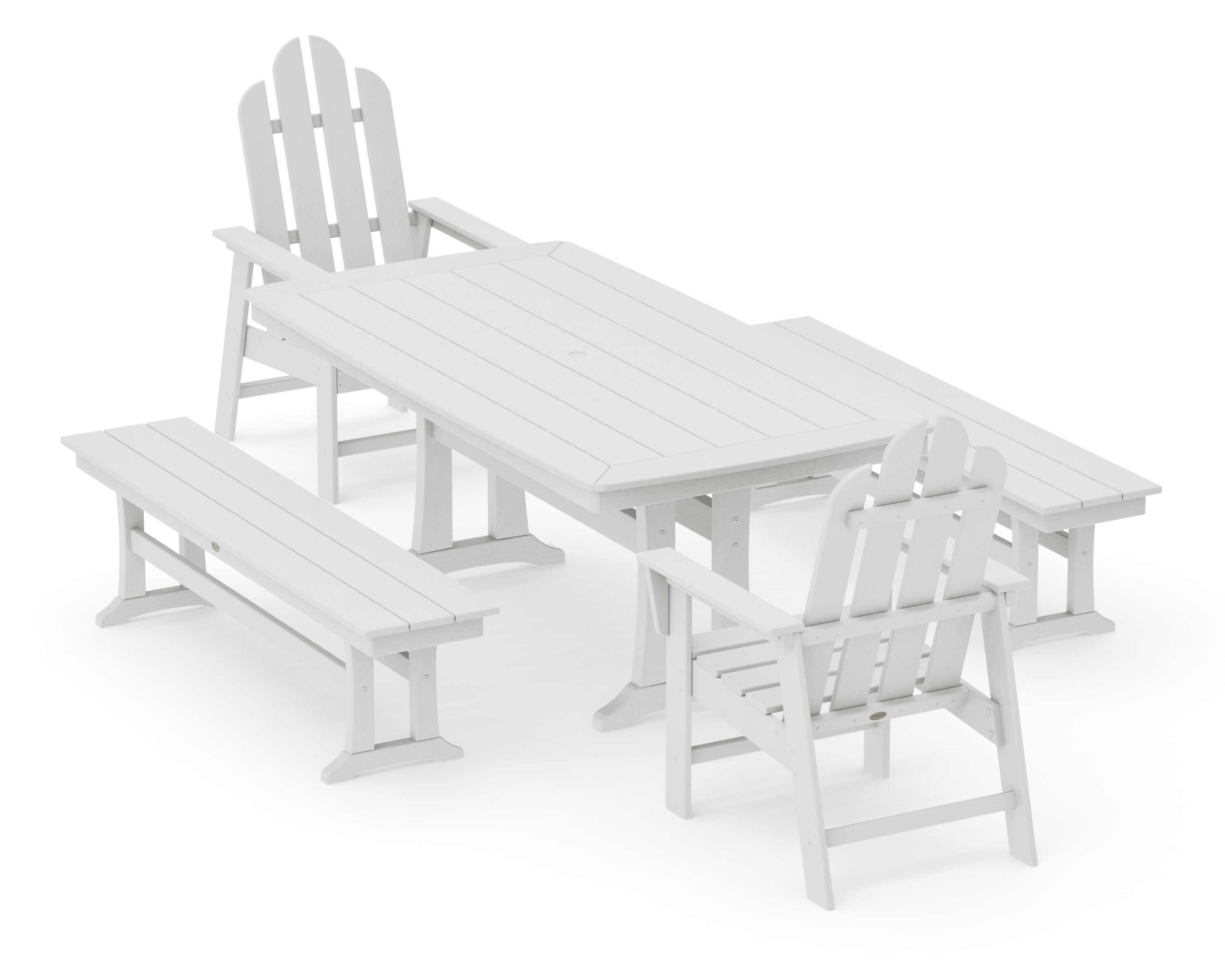 Long Island 5-Piece Dining Set with Trestle Legs in Vintage White