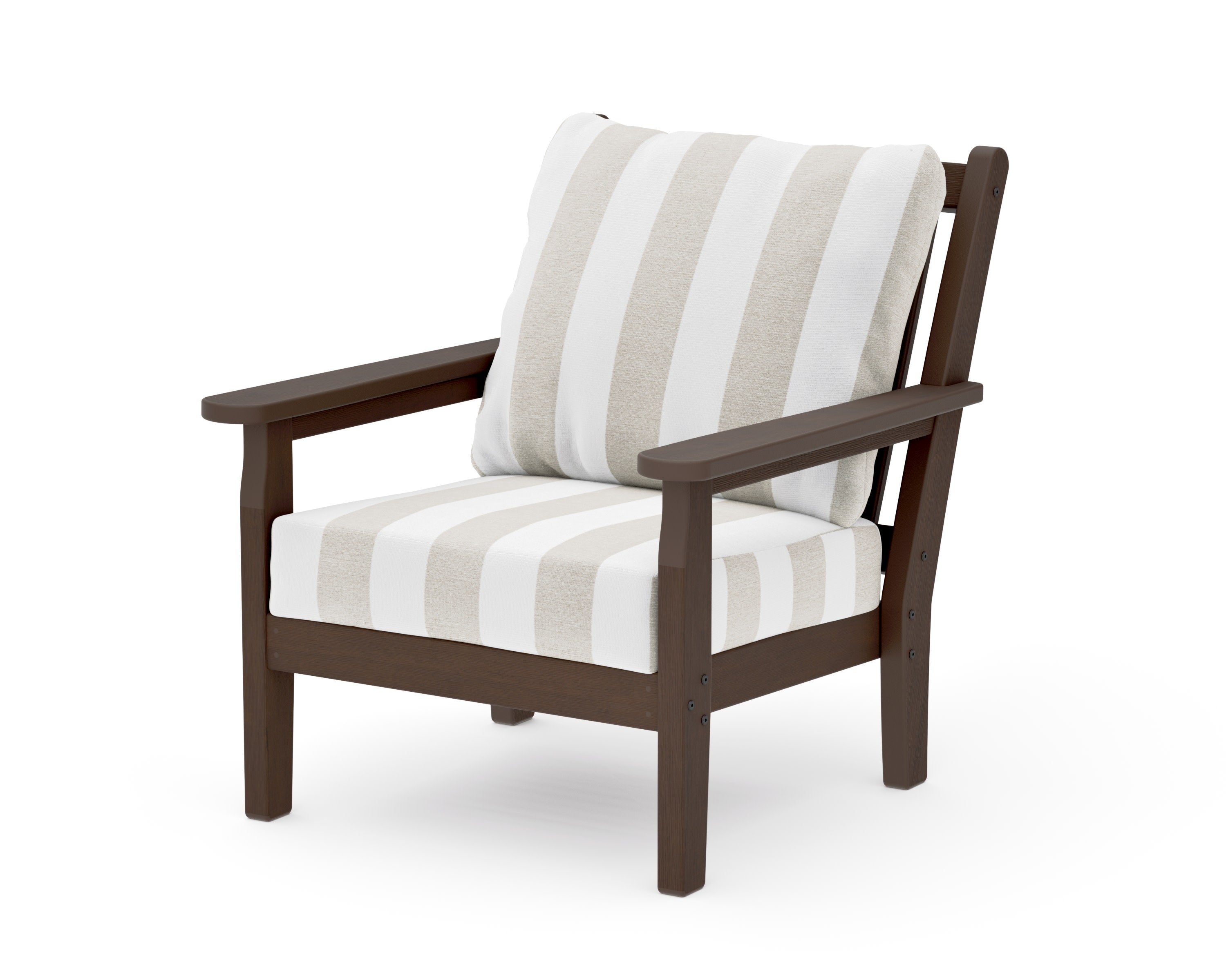 Chippendale Deep Seating Chair in Kona / Cabana Stripe Dune Burlap