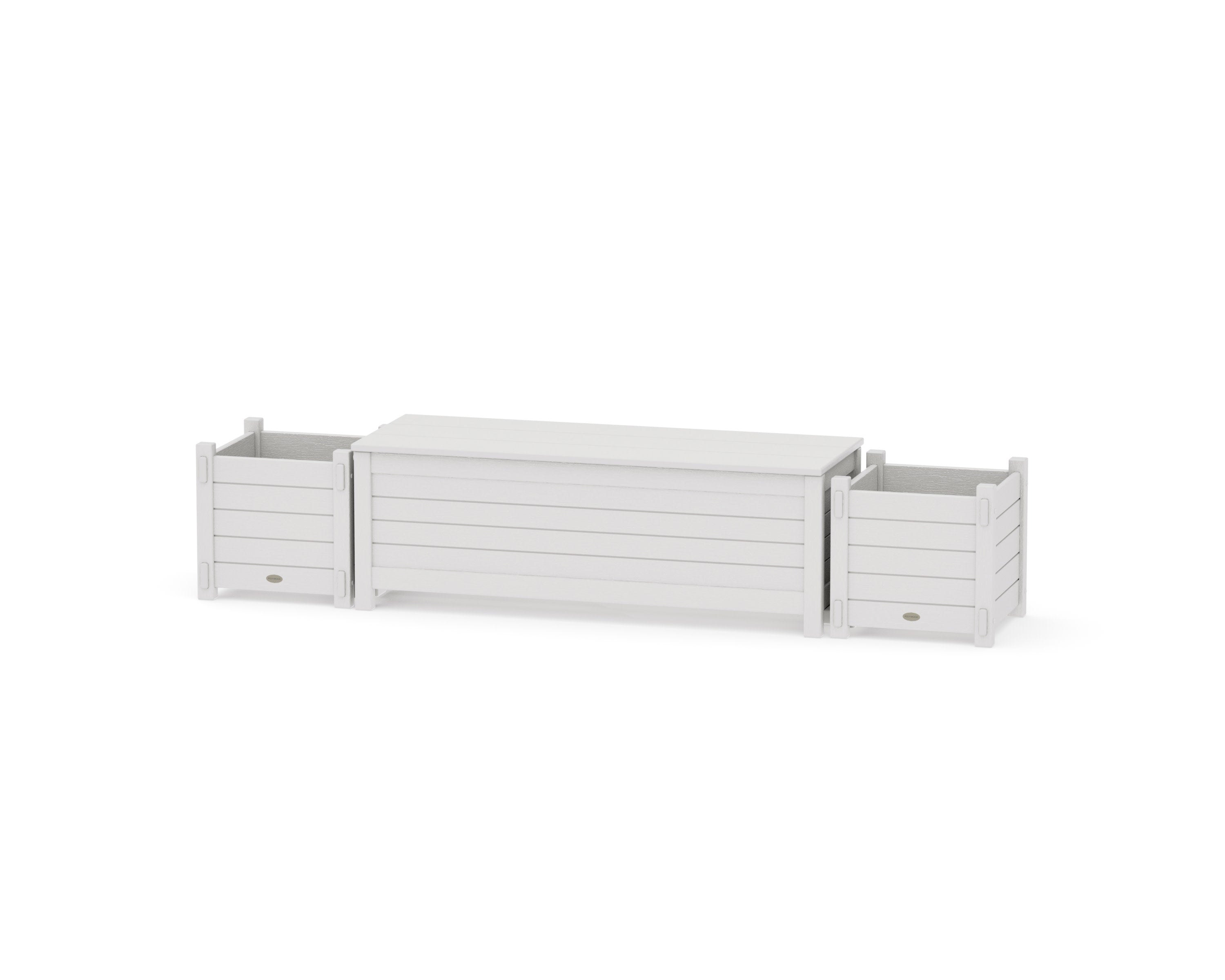 48" Nautical Straight Planter Storage Bench Set in Vintage White