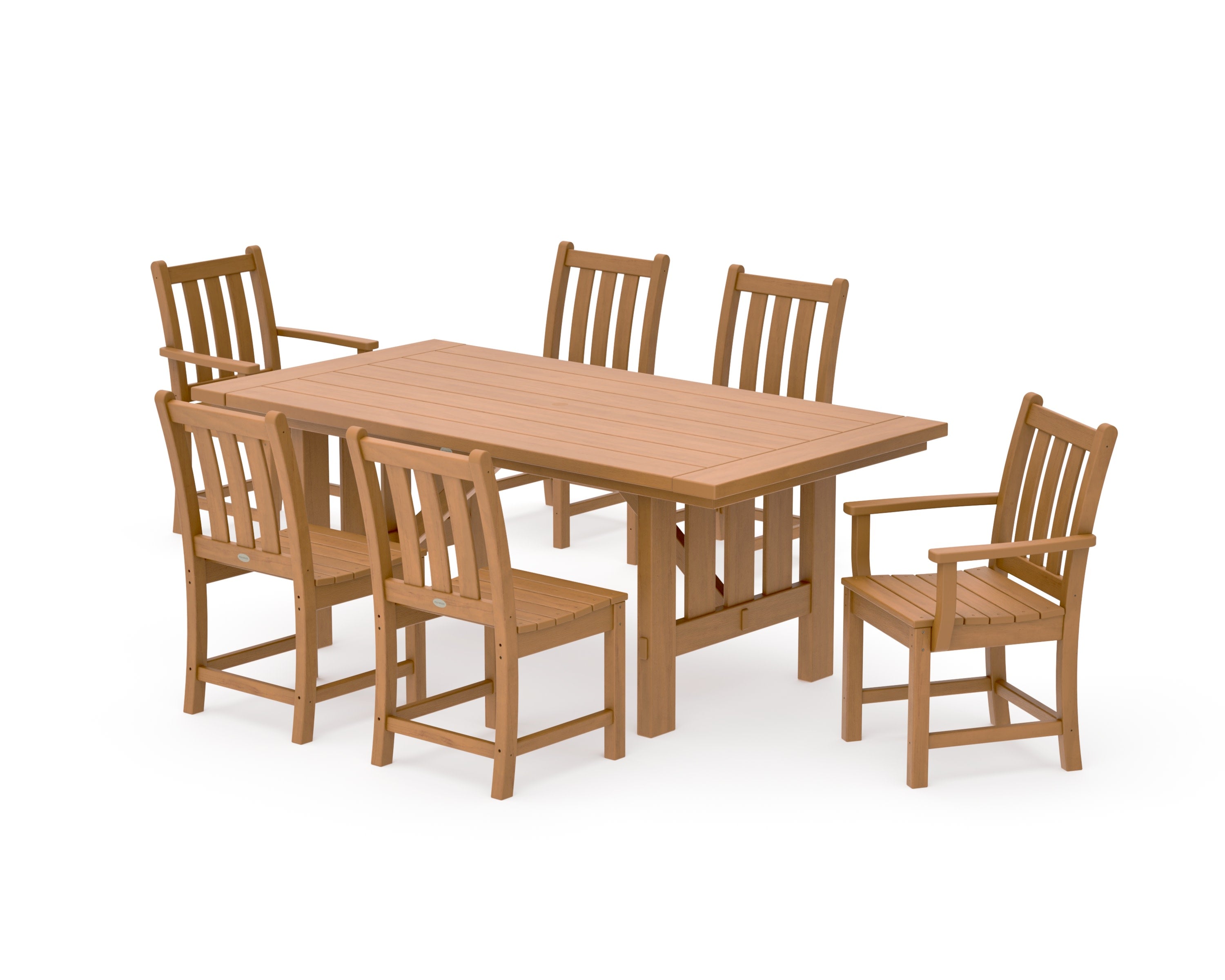 Traditional Garden 7-Piece Dining Set with Mission Table in Natural