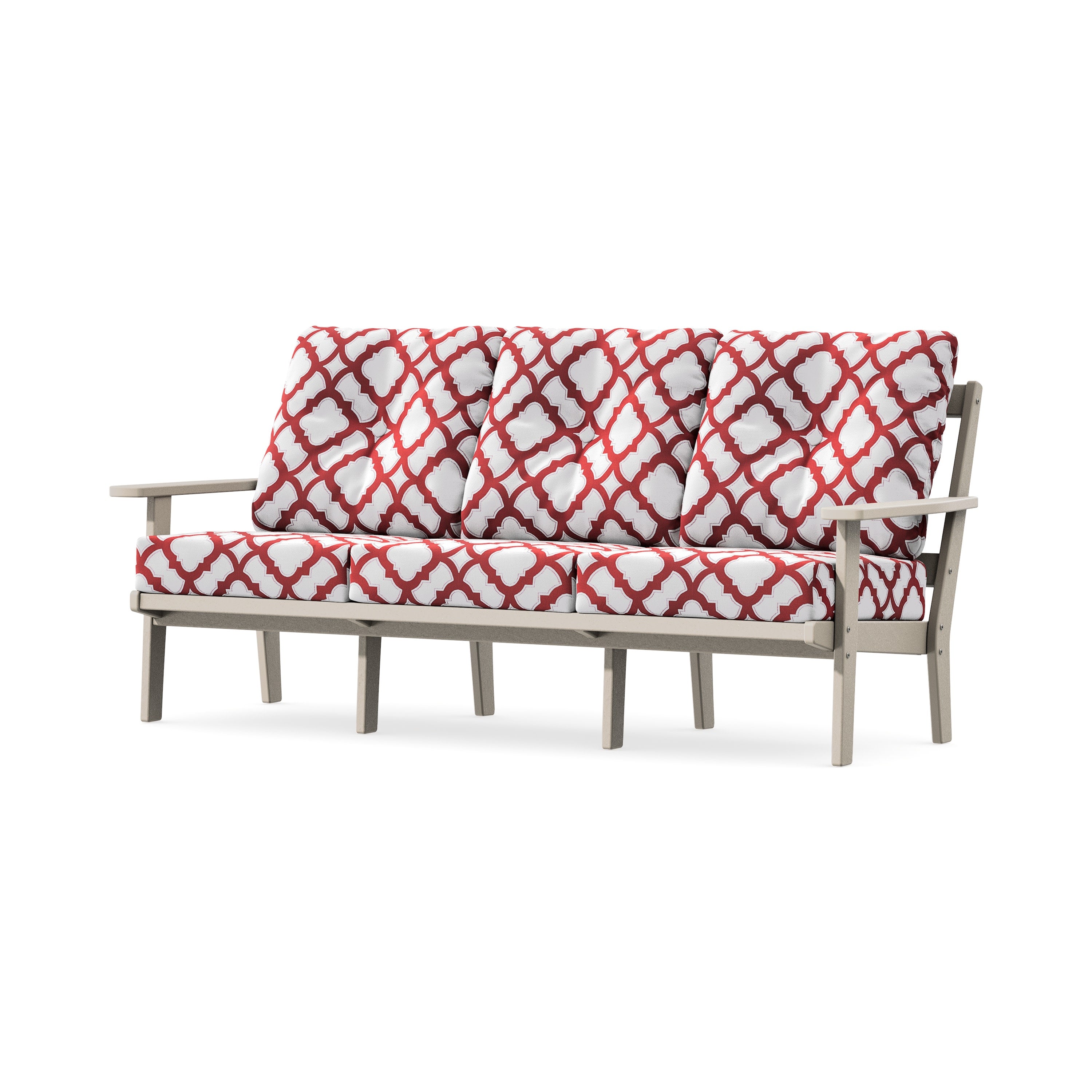 Oxford Deep Seating Sofa in Sand / Trellis Crimson
