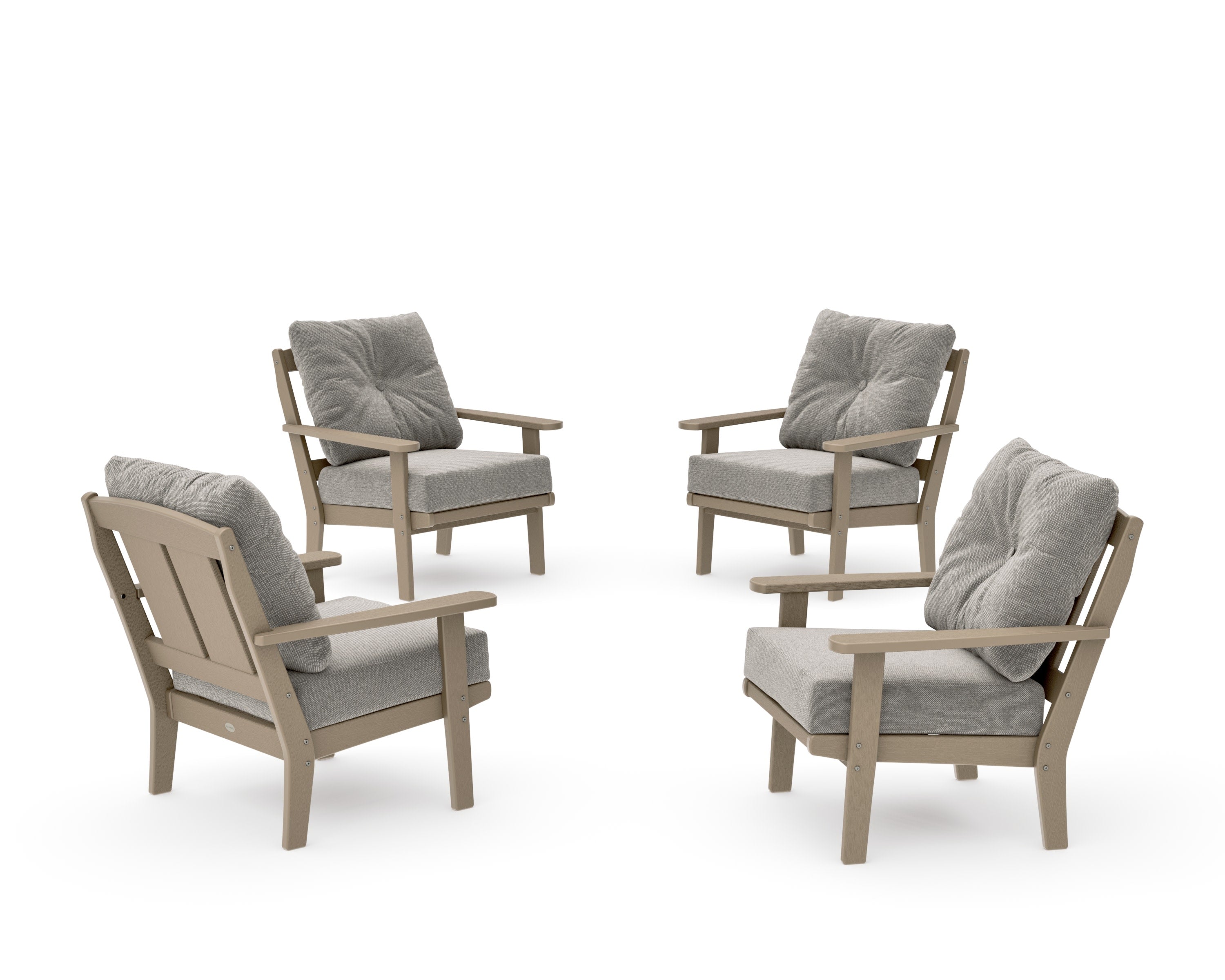 Mission 5-Piece Deep Seating Set with Fire Pit Table in Vintage Sahara / Weathered Tweed