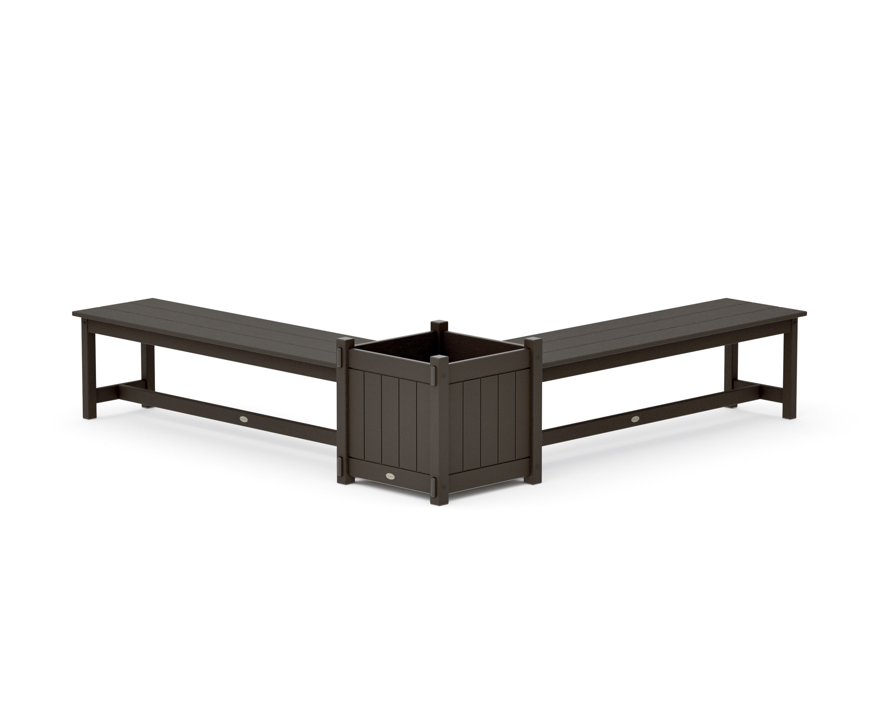60" Vineyard L- Shaped Planter Bench Set- Large in Vintage Coffee