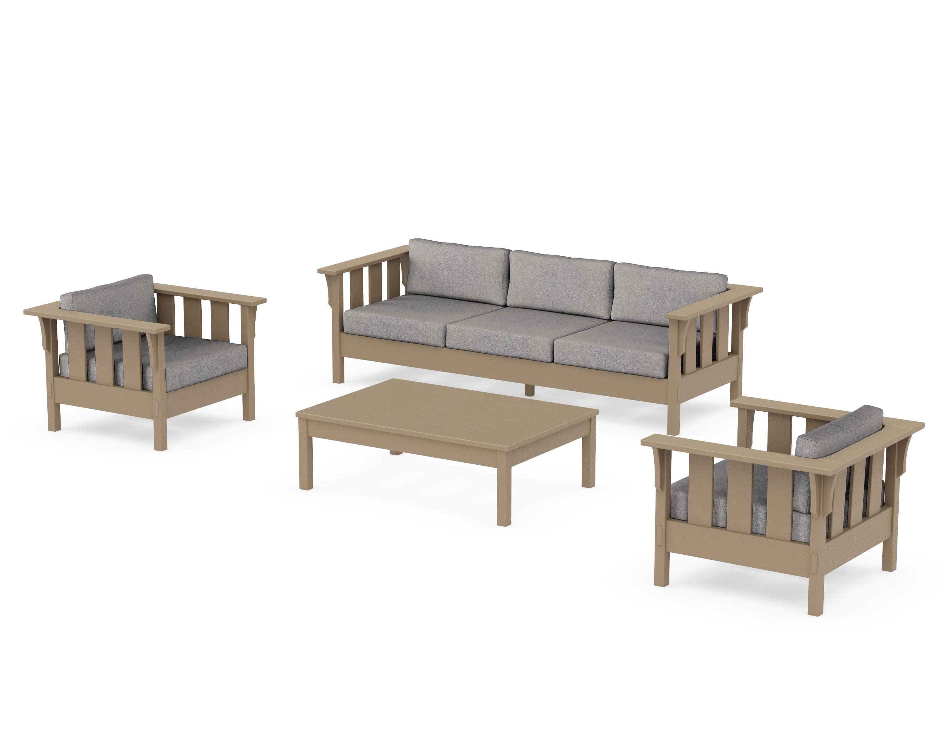 Acadia 4-Piece Deep Seating Set with Sofa in Vintage Sahara / Grey Mist