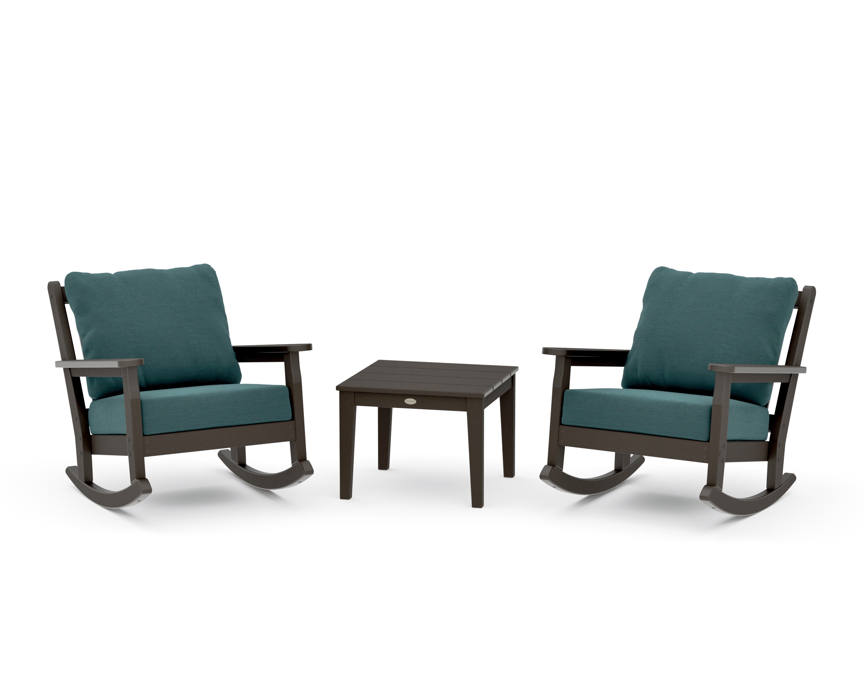 Chippendale 3-Piece Deep Seating Rocker Set in Vintage Coffee / Ocean Teal