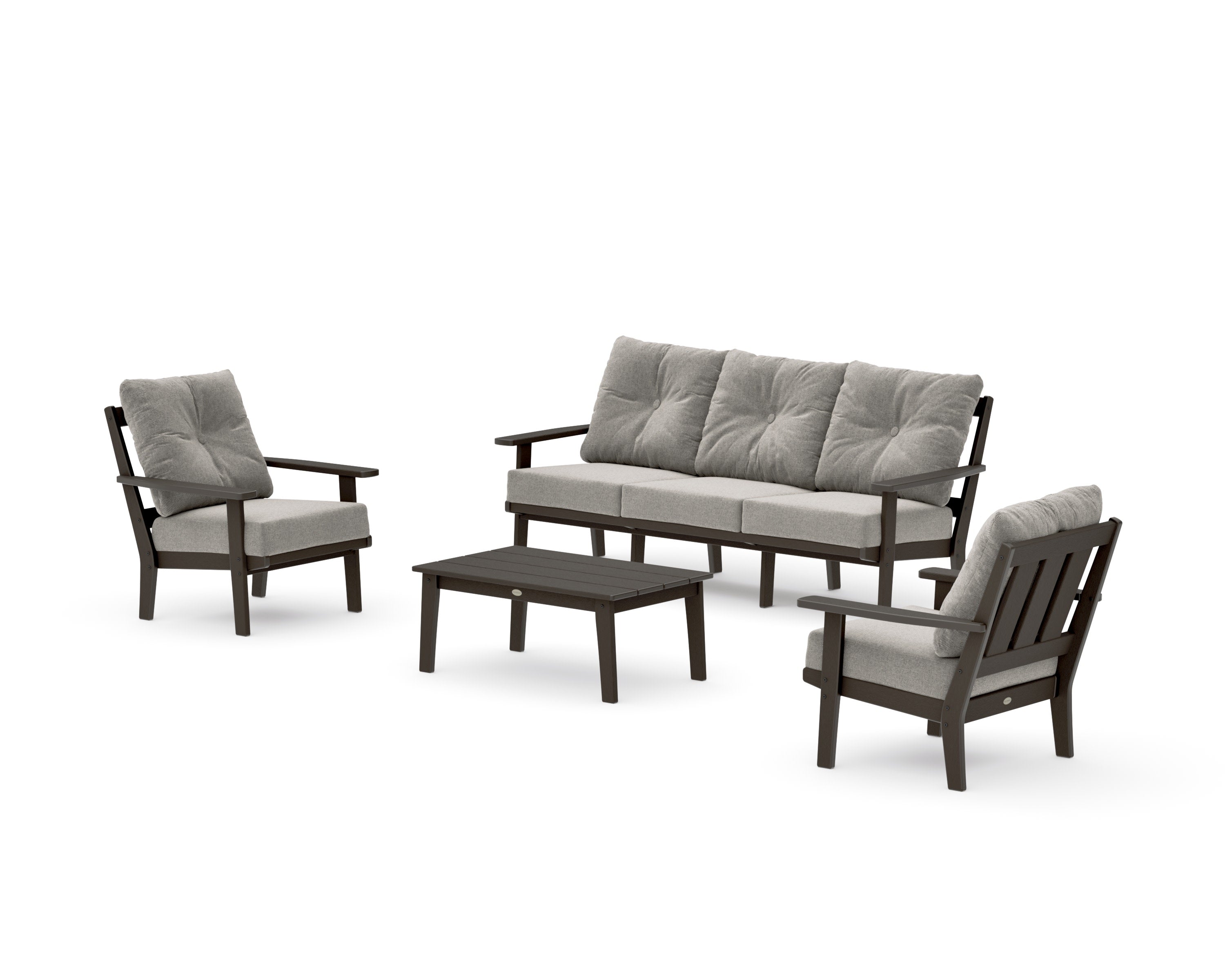 Oxford 4-Piece Deep Seating Set with Sofa in Vintage Coffee / Weathered Tweed
