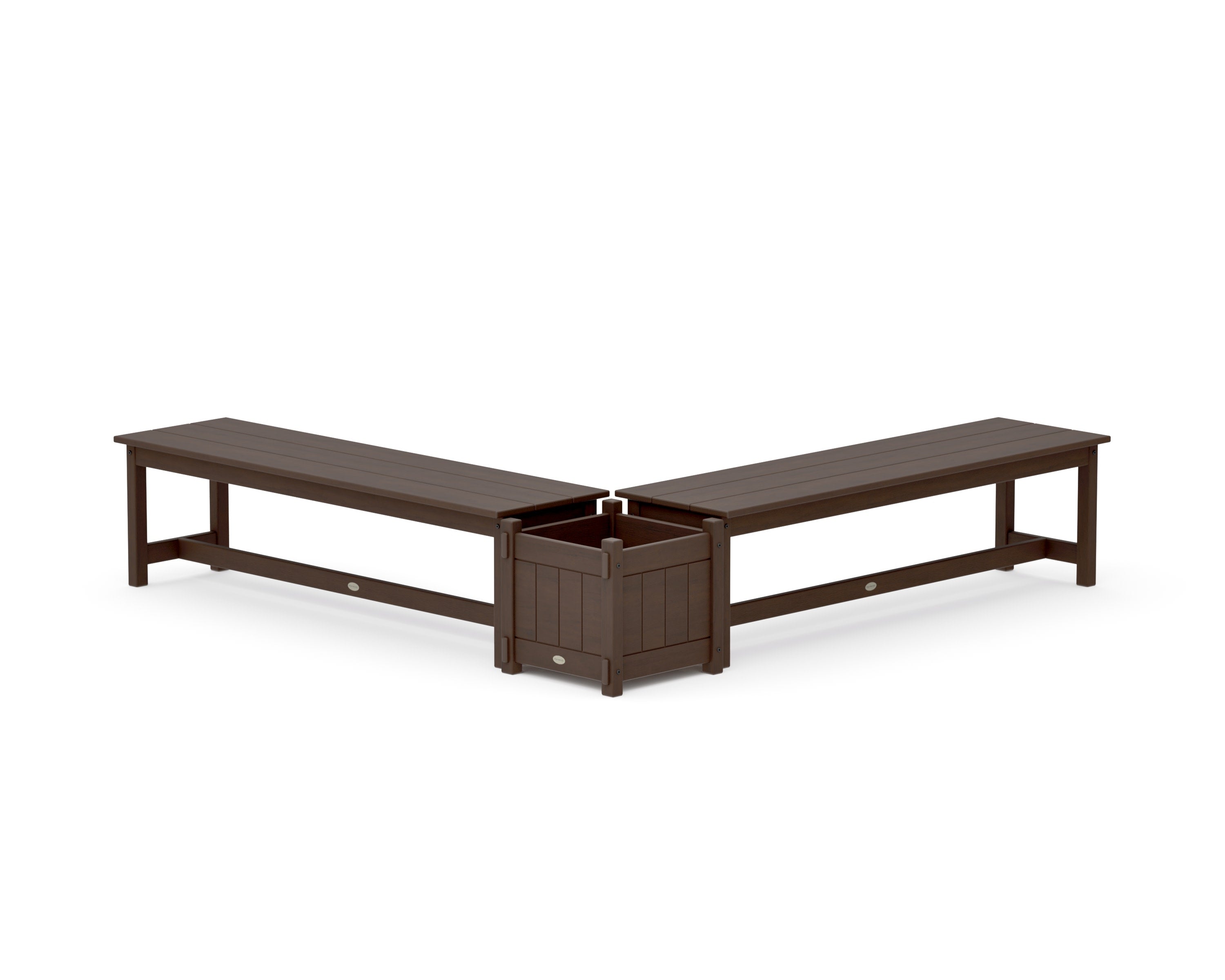 60" Vineyard L- Shaped Planter Bench Set in Kona