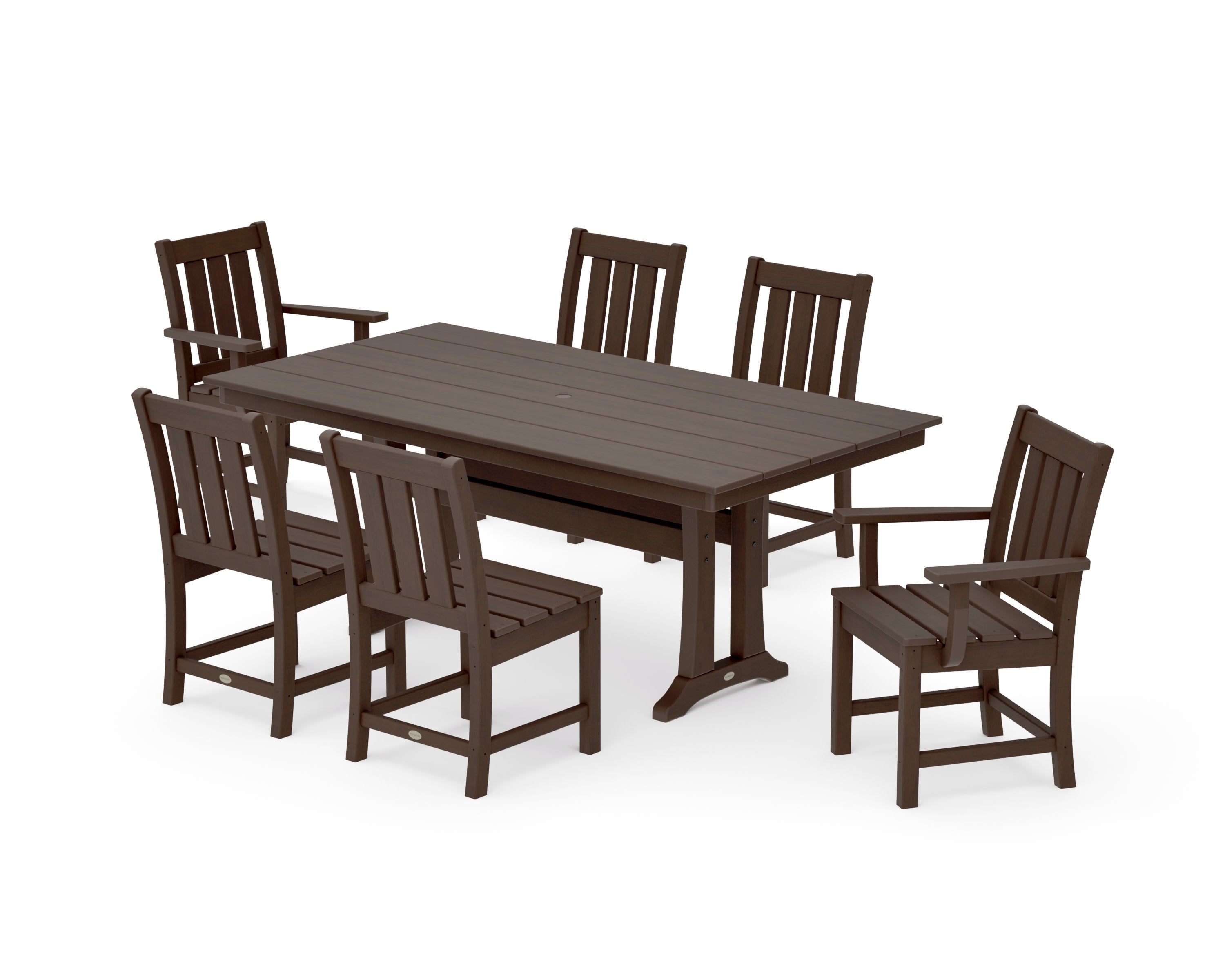 Oxford 7-Piece Farmhouse Dining Set with Trestle Legs in Kona
